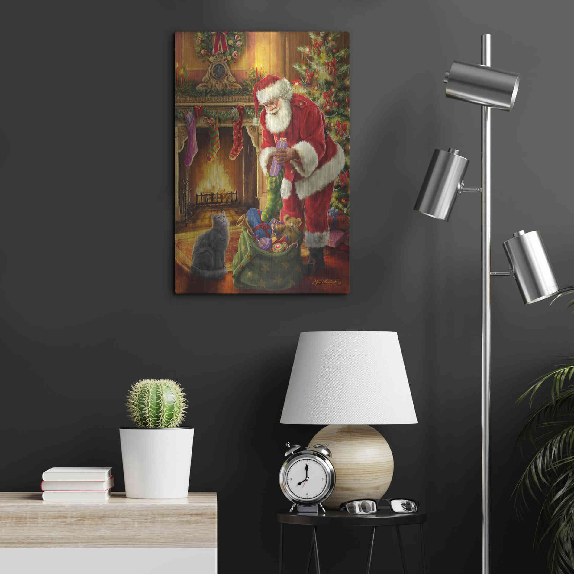 Luxe Metal Art 'Santa Has Arrived' by Ali Corti, Metal Wall Art,16x24
