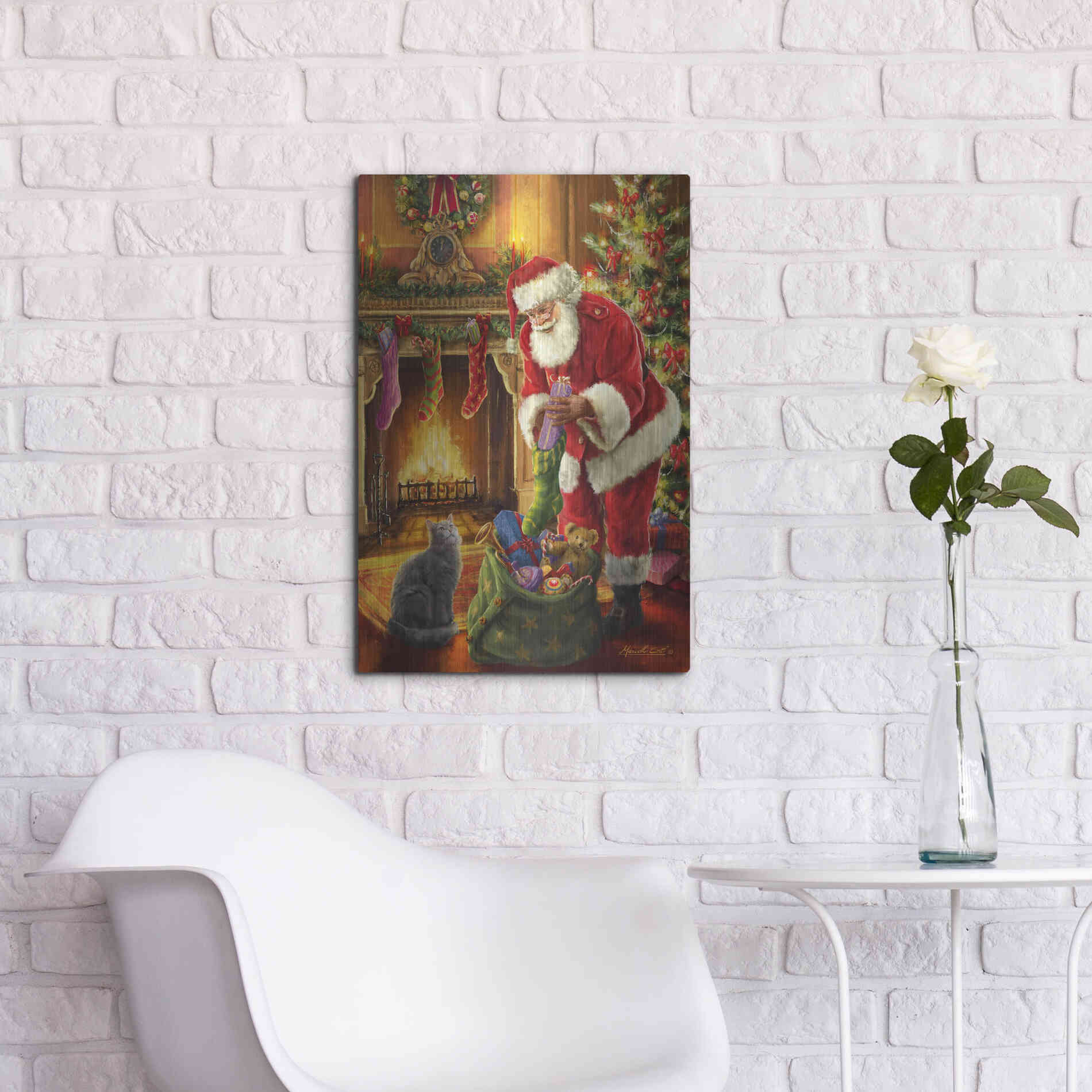 Luxe Metal Art 'Santa Has Arrived' by Ali Corti, Metal Wall Art,16x24