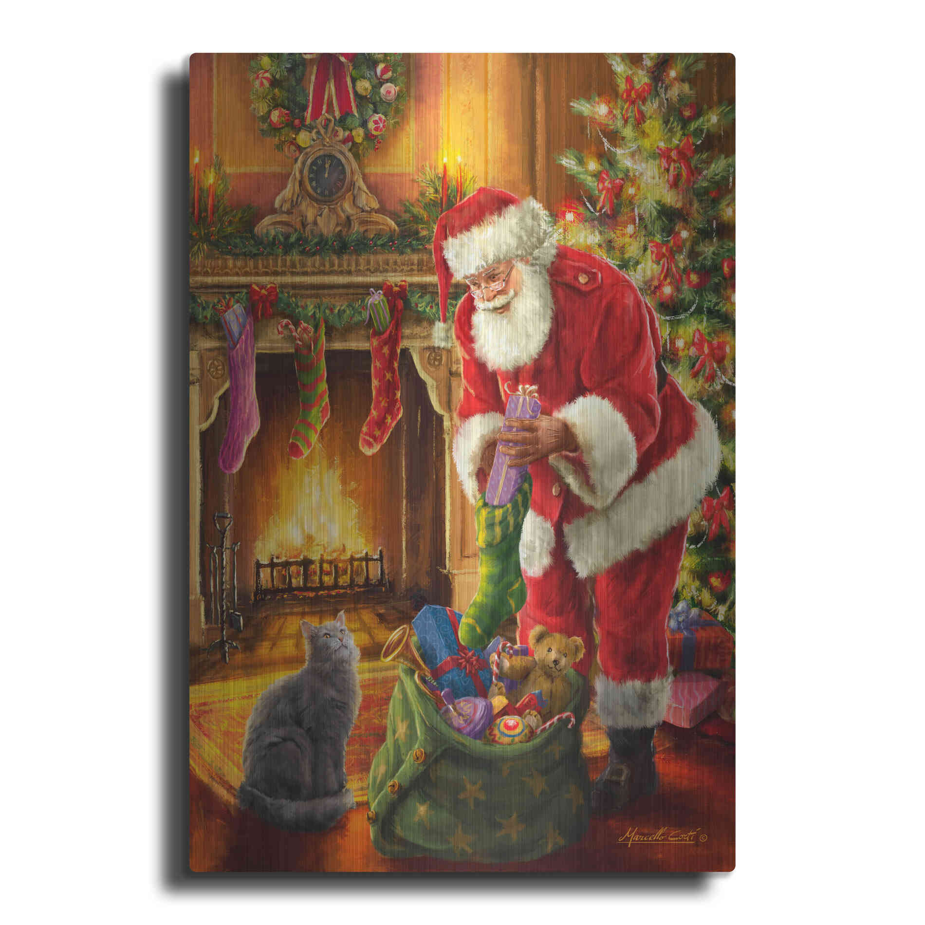 Luxe Metal Art 'Santa Has Arrived' by Ali Corti, Metal Wall Art