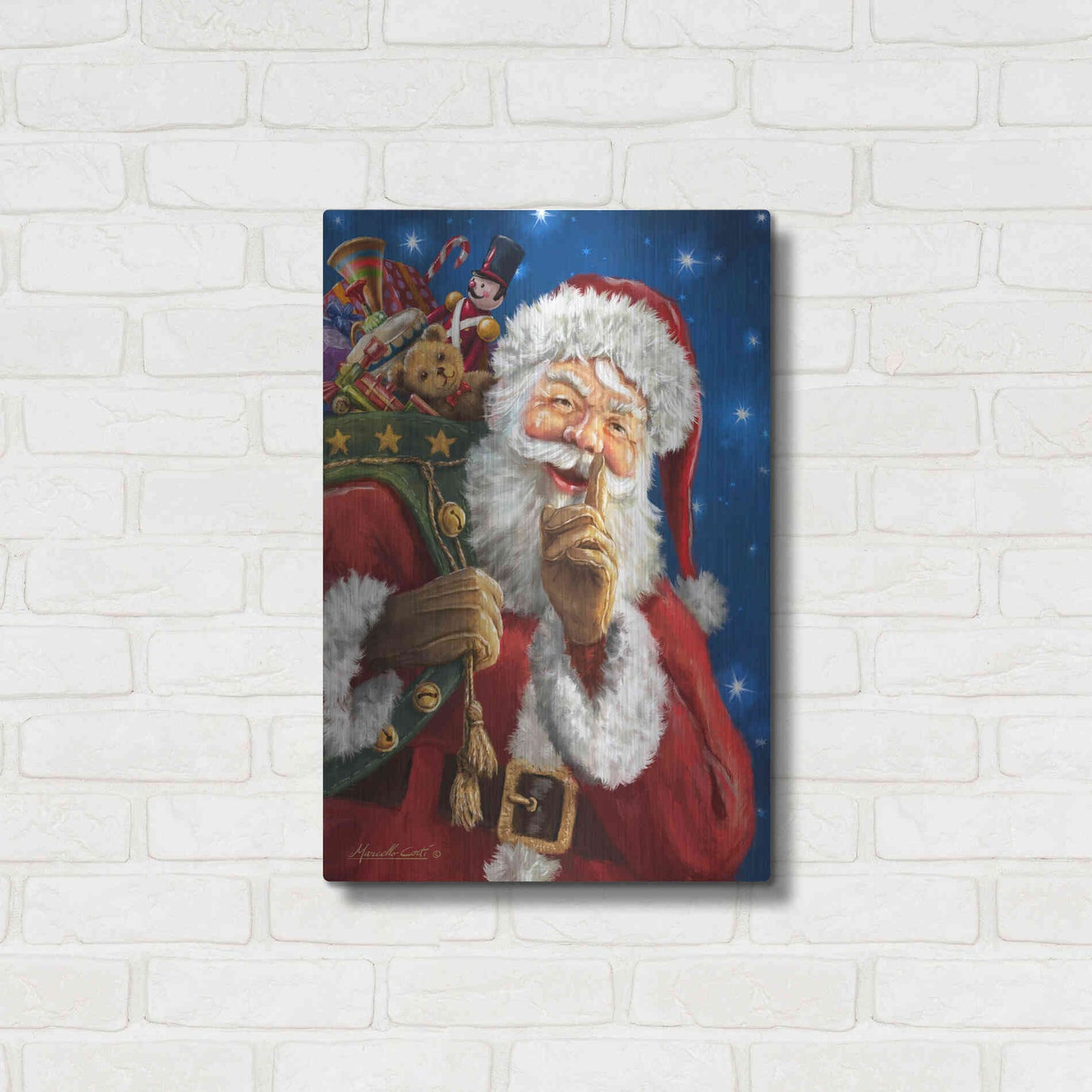 Luxe Metal Art 'Santa’s Secret' by Ali Corti, Metal Wall Art,16x24