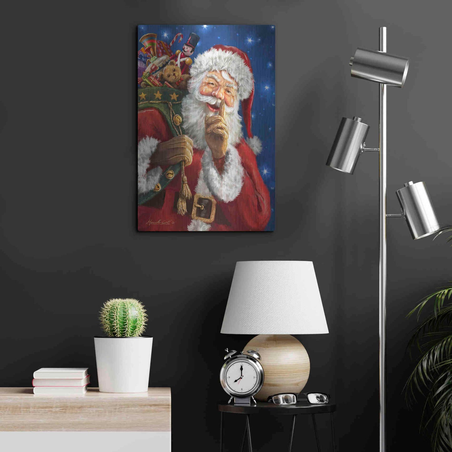 Luxe Metal Art 'Santa’s Secret' by Ali Corti, Metal Wall Art,16x24