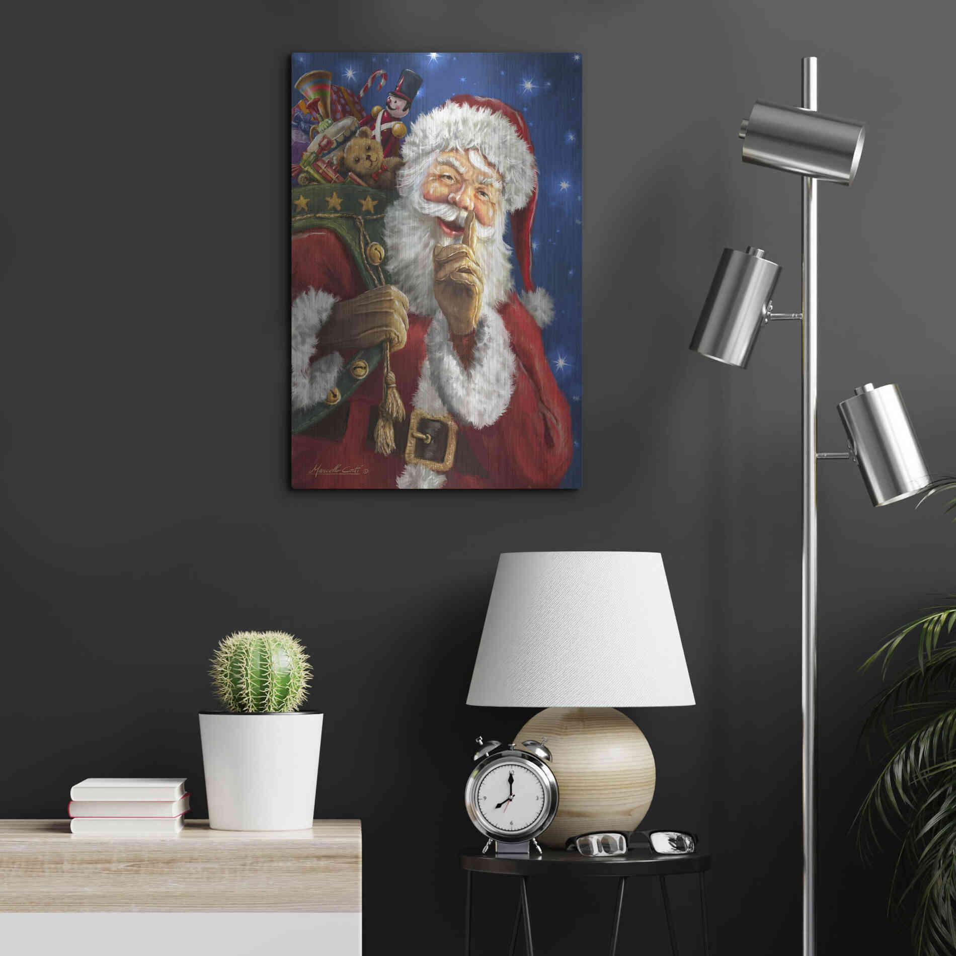 Luxe Metal Art 'Santa’s Secret' by Ali Corti, Metal Wall Art,16x24