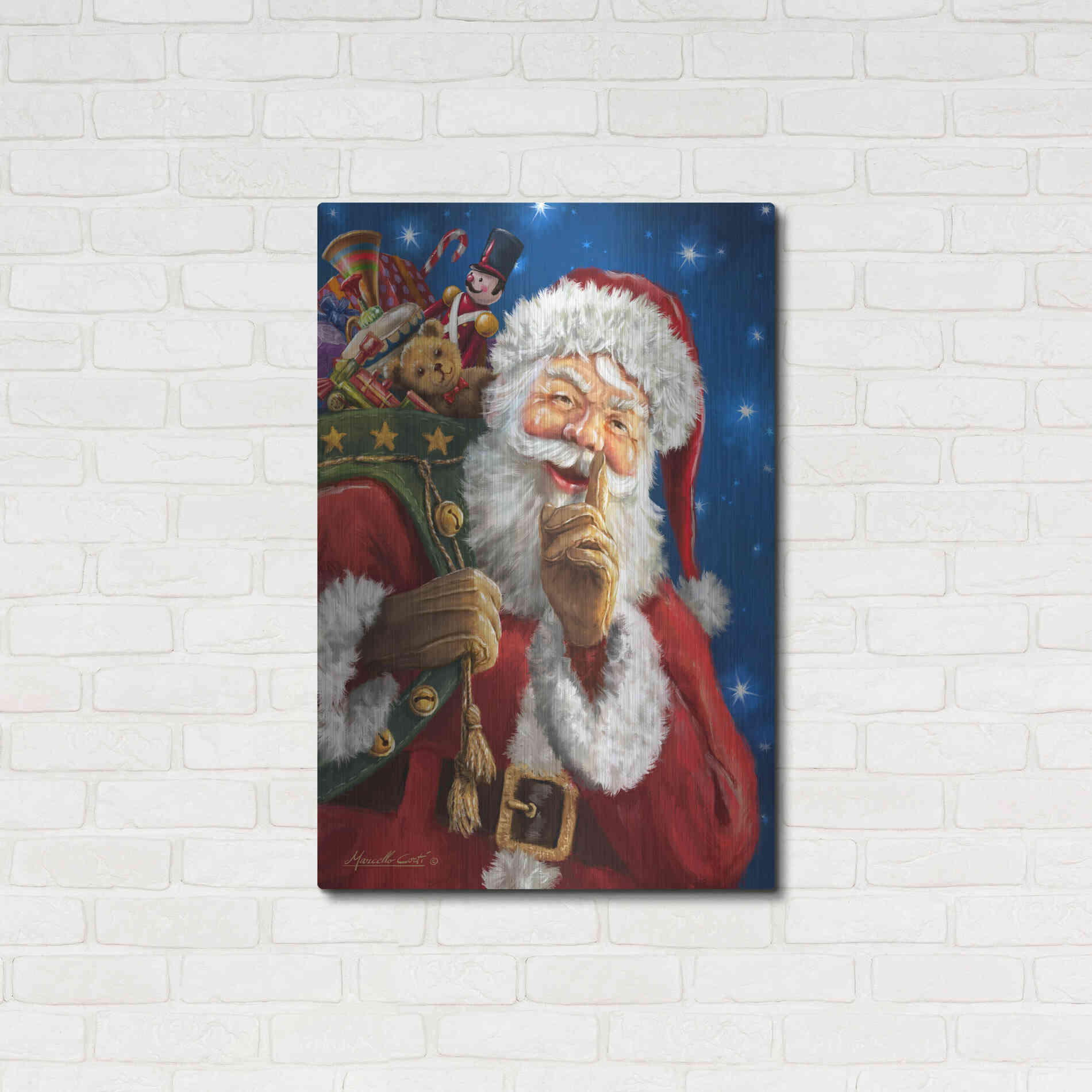 Luxe Metal Art 'Santa’s Secret' by Ali Corti, Metal Wall Art,24x36