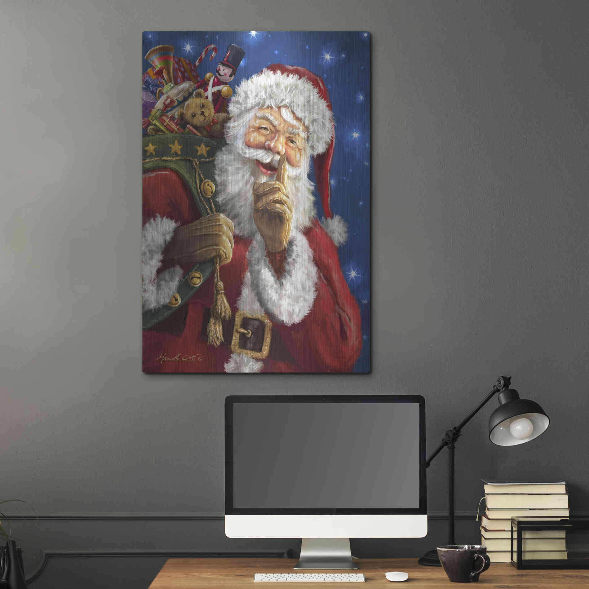 Luxe Metal Art 'Santa’s Secret' by Ali Corti, Metal Wall Art,24x36