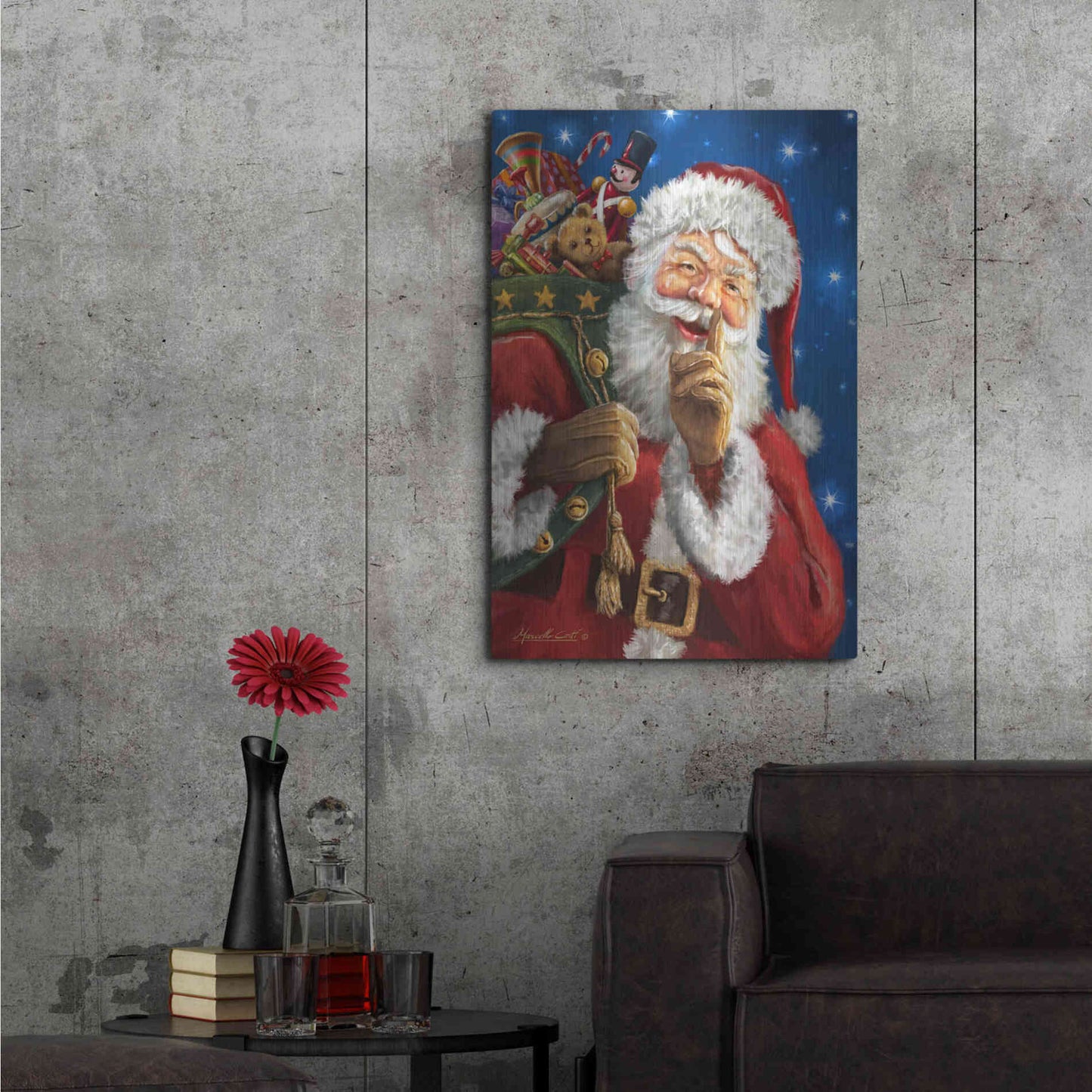 Luxe Metal Art 'Santa’s Secret' by Ali Corti, Metal Wall Art,24x36