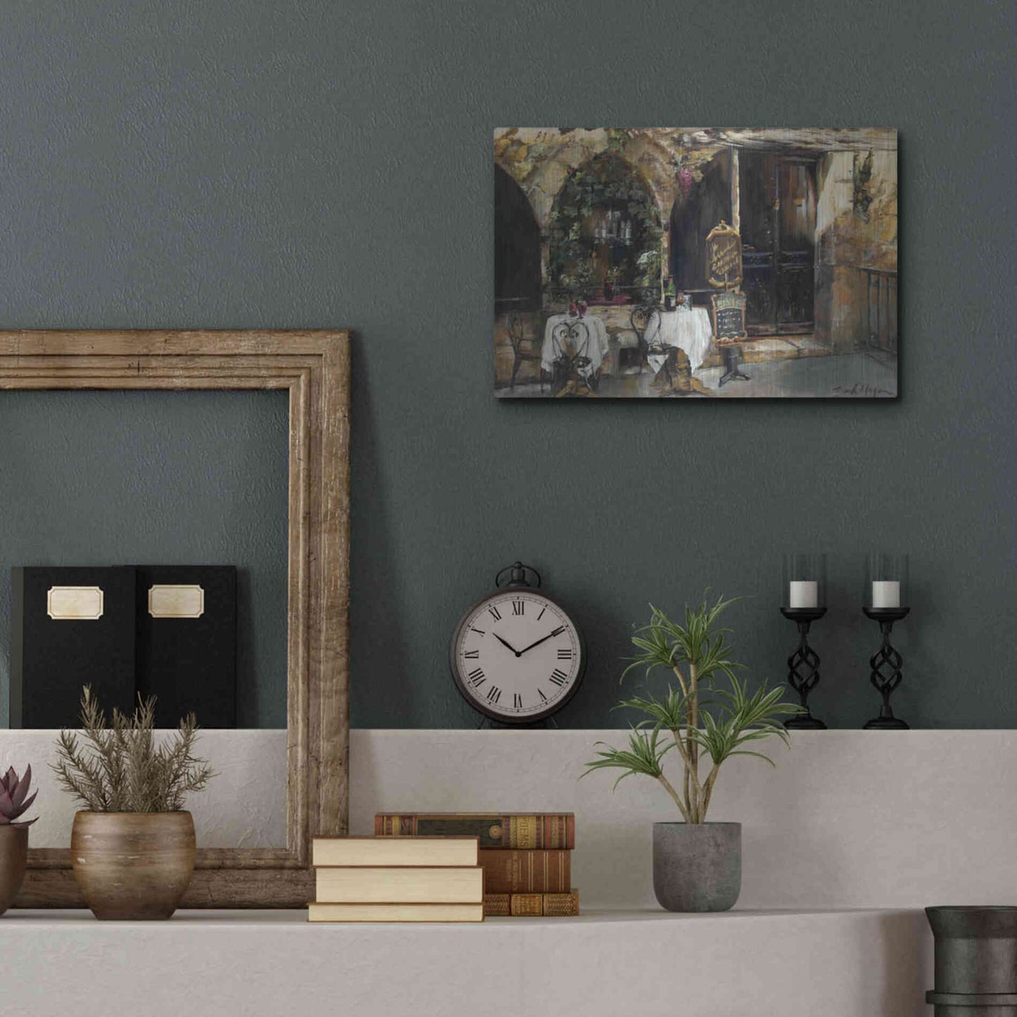 Luxe Metal Art 'Meeting at the Cafe' by Marilyn Hageman, Metal Wall Art,16x12