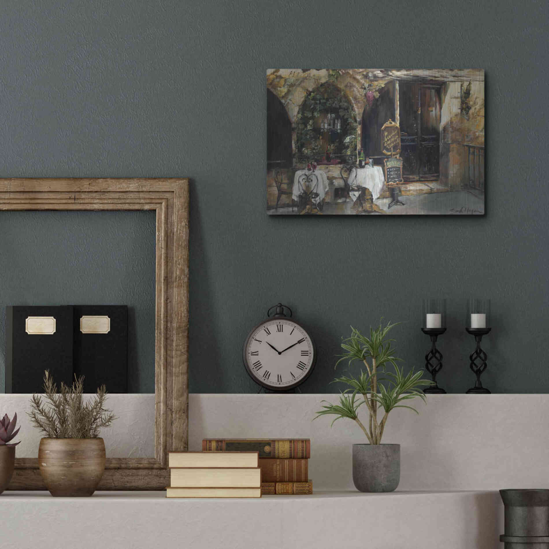 Luxe Metal Art 'Meeting at the Cafe' by Marilyn Hageman, Metal Wall Art,16x12