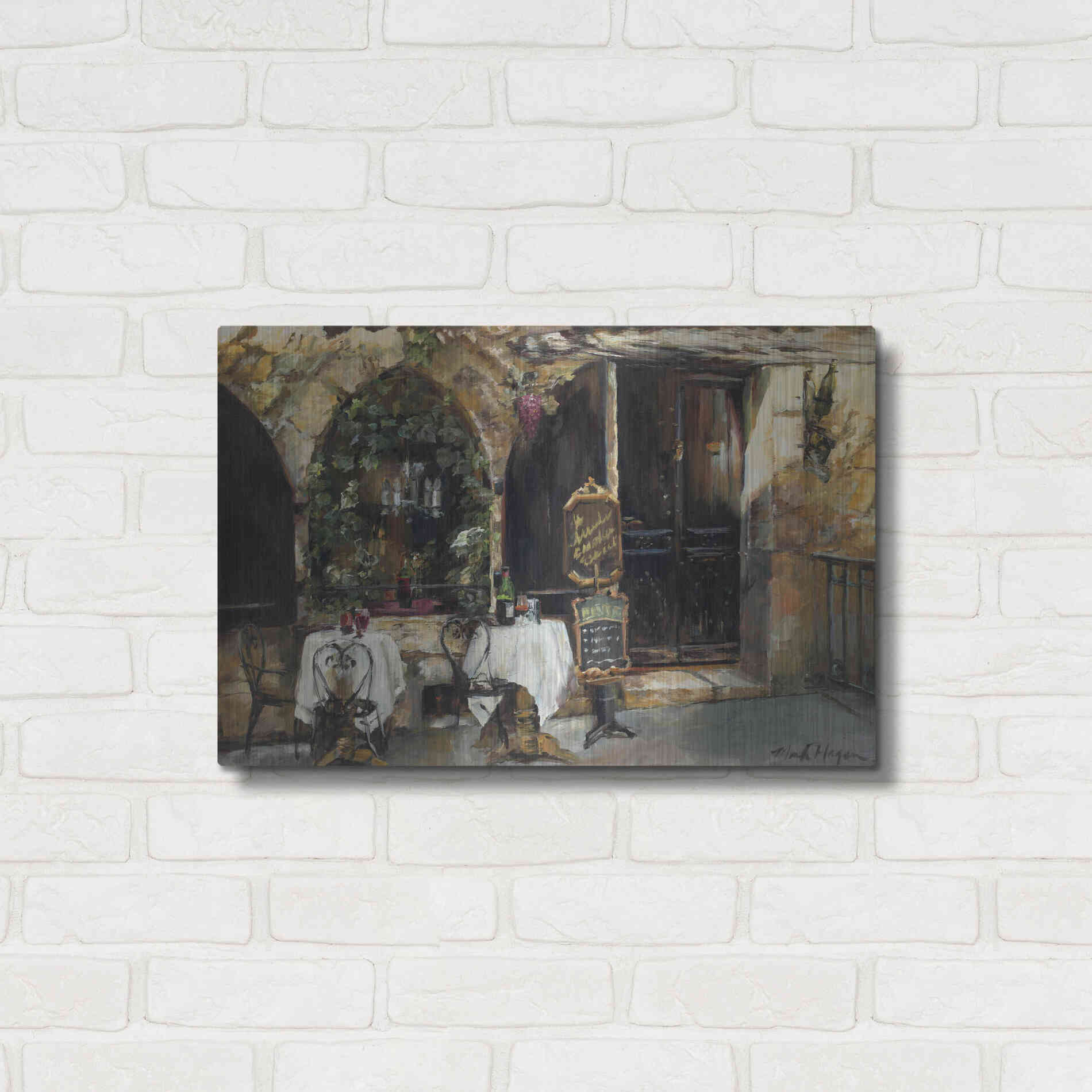 Luxe Metal Art 'Meeting at the Cafe' by Marilyn Hageman, Metal Wall Art,24x16