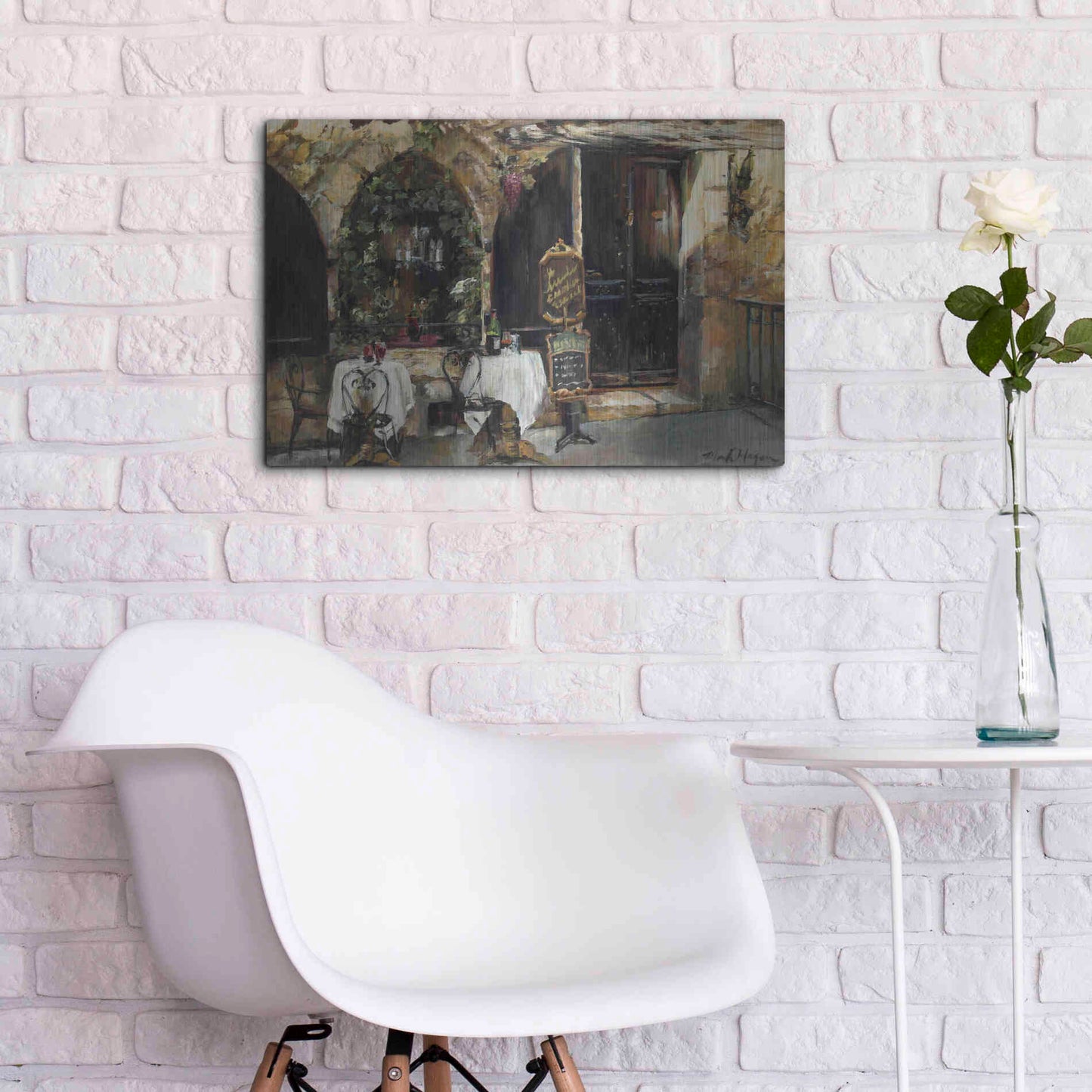 Luxe Metal Art 'Meeting at the Cafe' by Marilyn Hageman, Metal Wall Art,24x16