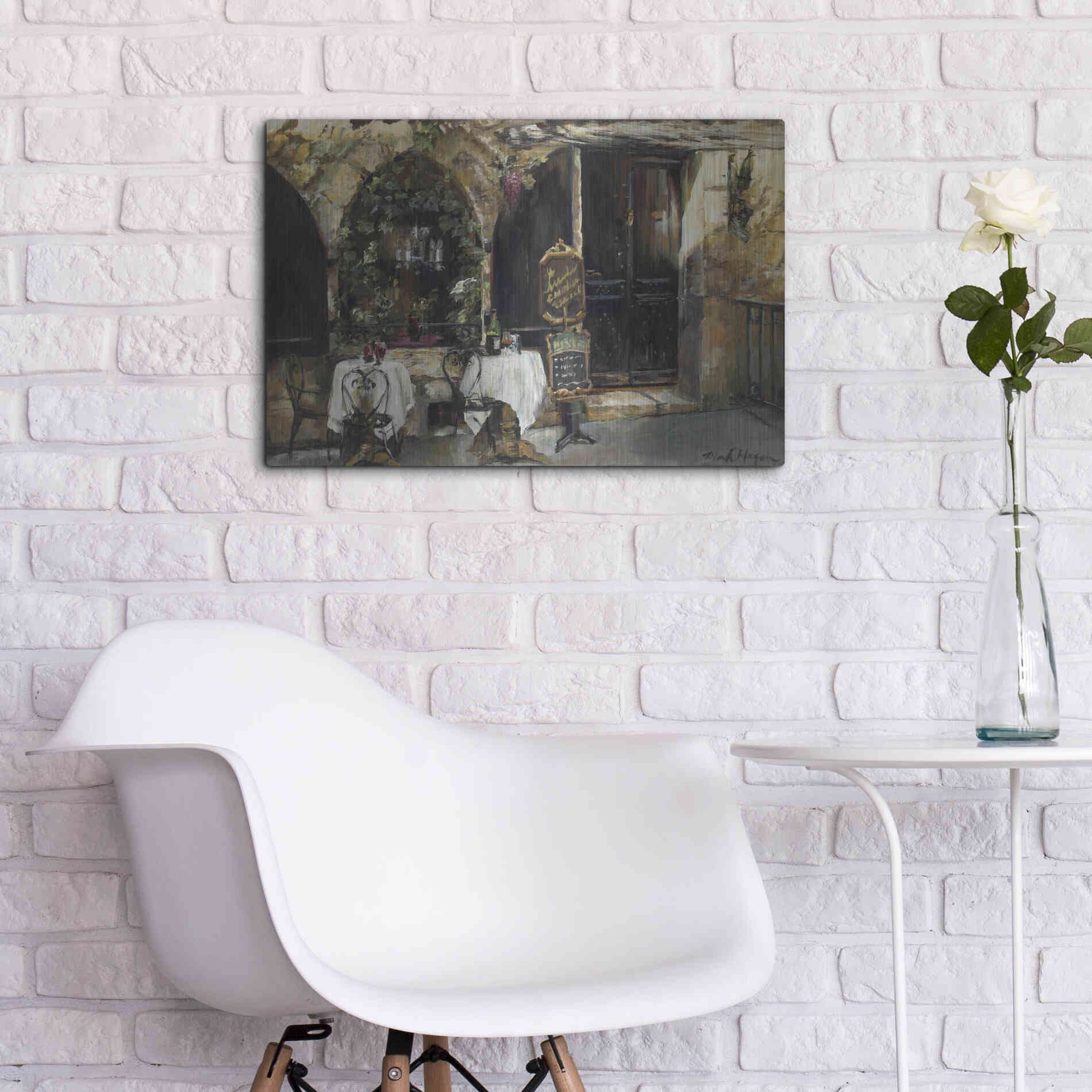 Luxe Metal Art 'Meeting at the Cafe' by Marilyn Hageman, Metal Wall Art,24x16