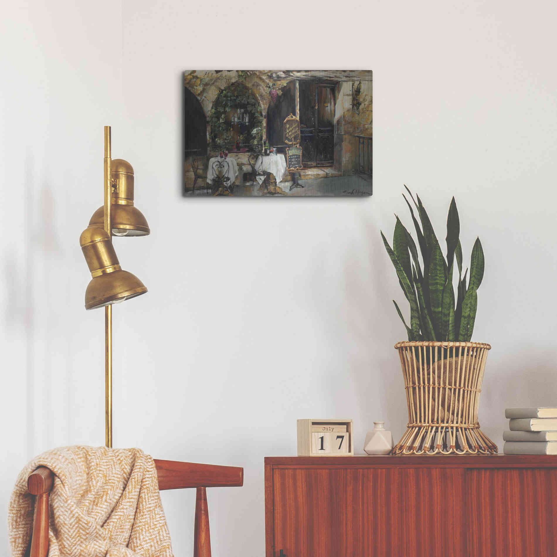 Luxe Metal Art 'Meeting at the Cafe' by Marilyn Hageman, Metal Wall Art,24x16