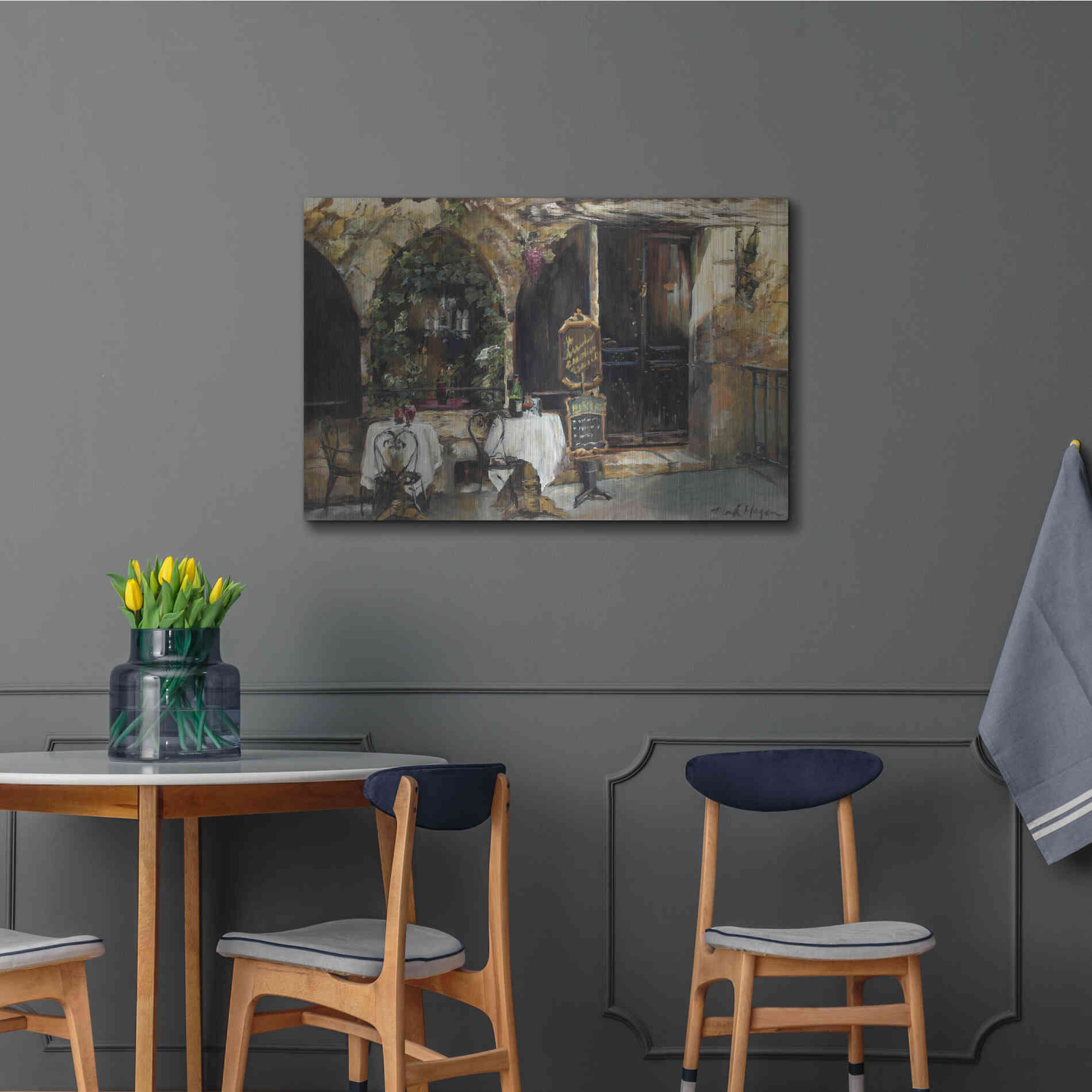 Luxe Metal Art 'Meeting at the Cafe' by Marilyn Hageman, Metal Wall Art,36x24