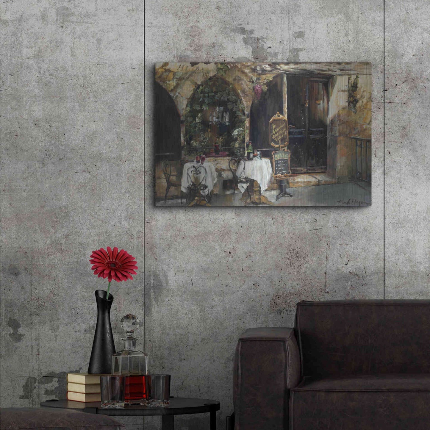 Luxe Metal Art 'Meeting at the Cafe' by Marilyn Hageman, Metal Wall Art,36x24