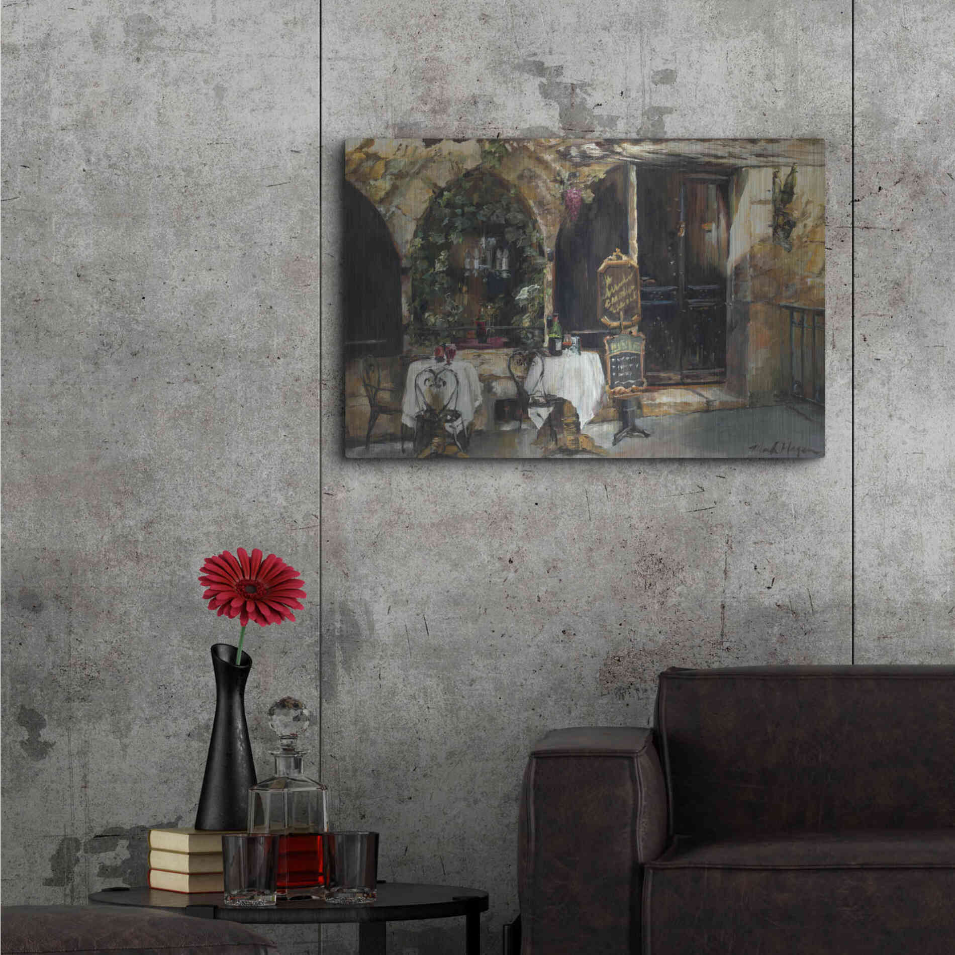 Luxe Metal Art 'Meeting at the Cafe' by Marilyn Hageman, Metal Wall Art,36x24