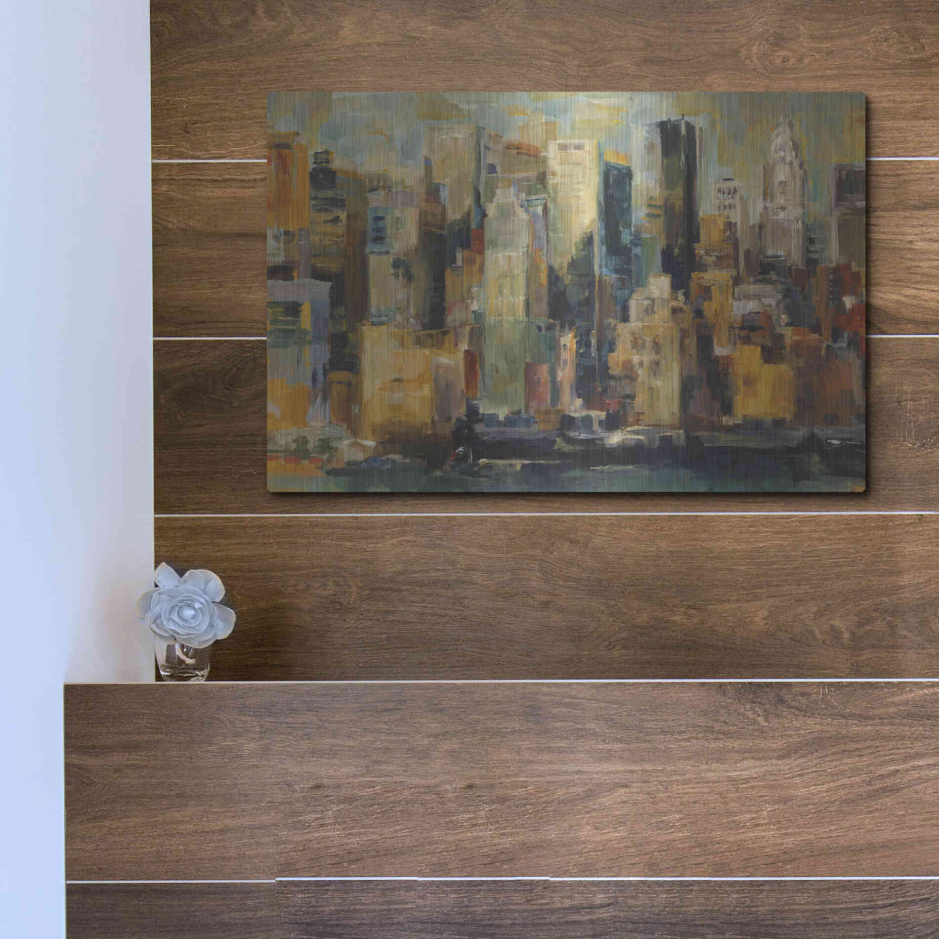 Luxe Metal Art 'New York New York' by Marilyn Hageman, Metal Wall Art,16x12