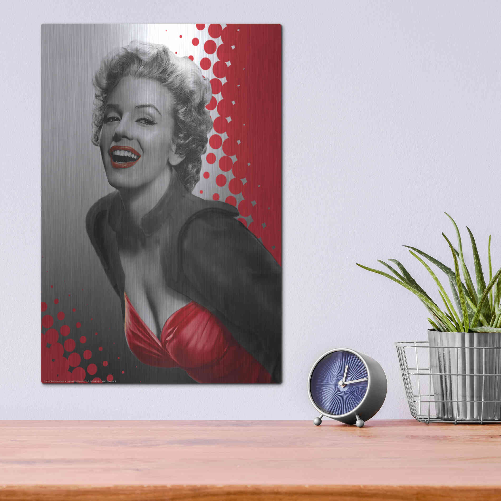 Luxe Metal Art 'Marilyn Red Dots' by Chris Consani, Metal Wall Art,12x16