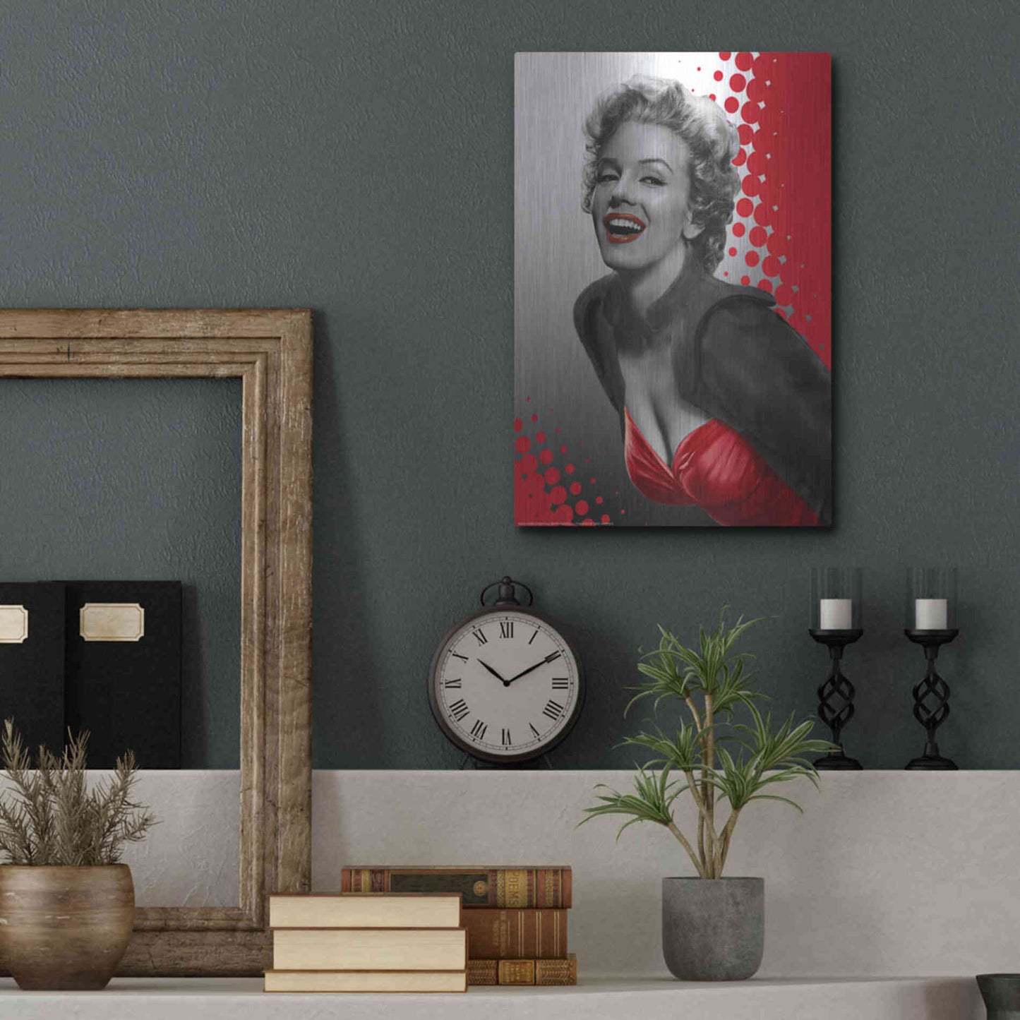 Luxe Metal Art 'Marilyn Red Dots' by Chris Consani, Metal Wall Art,12x16