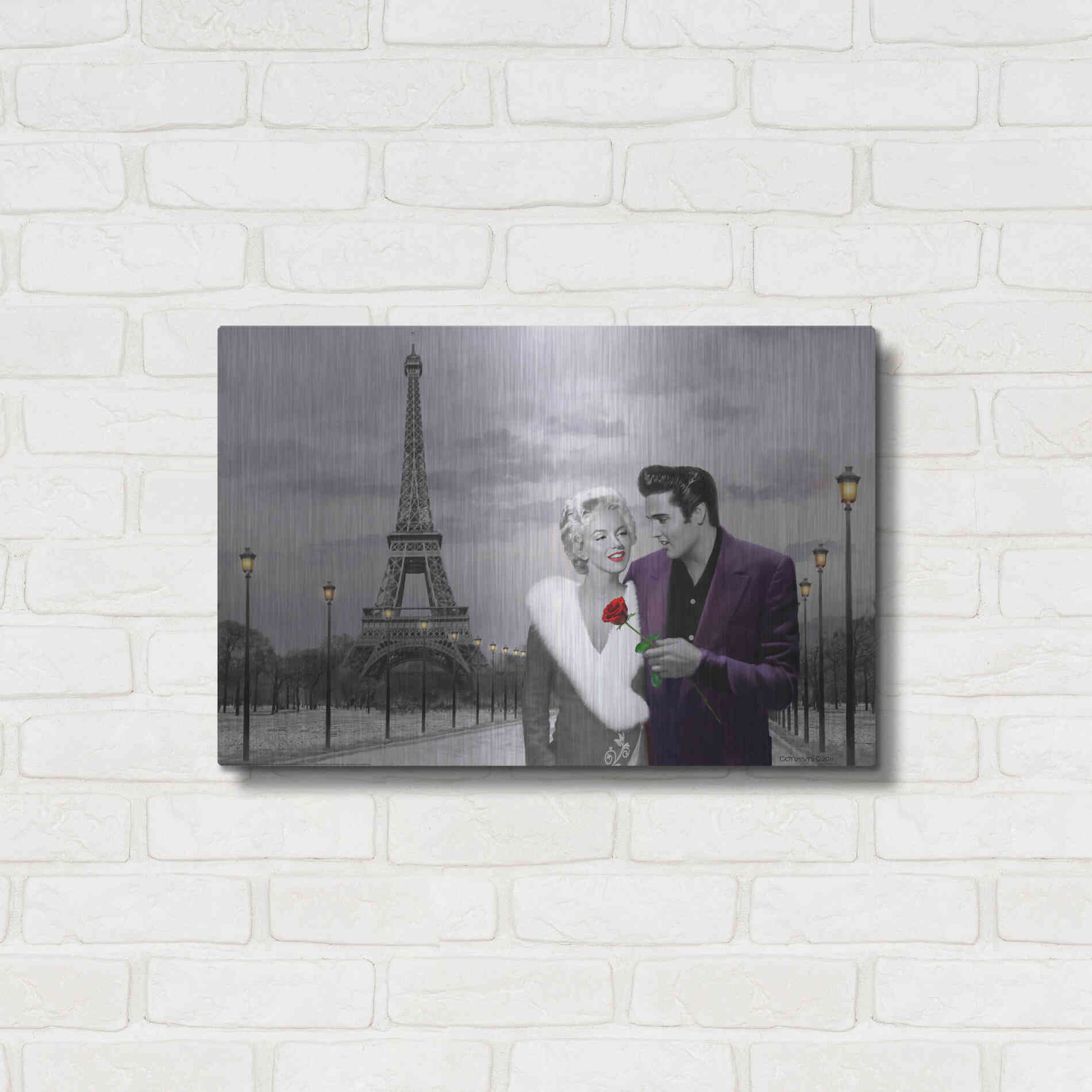 Luxe Metal Art 'Paris Sunset In Snow' by Chris Consani, Metal Wall Art,24x16