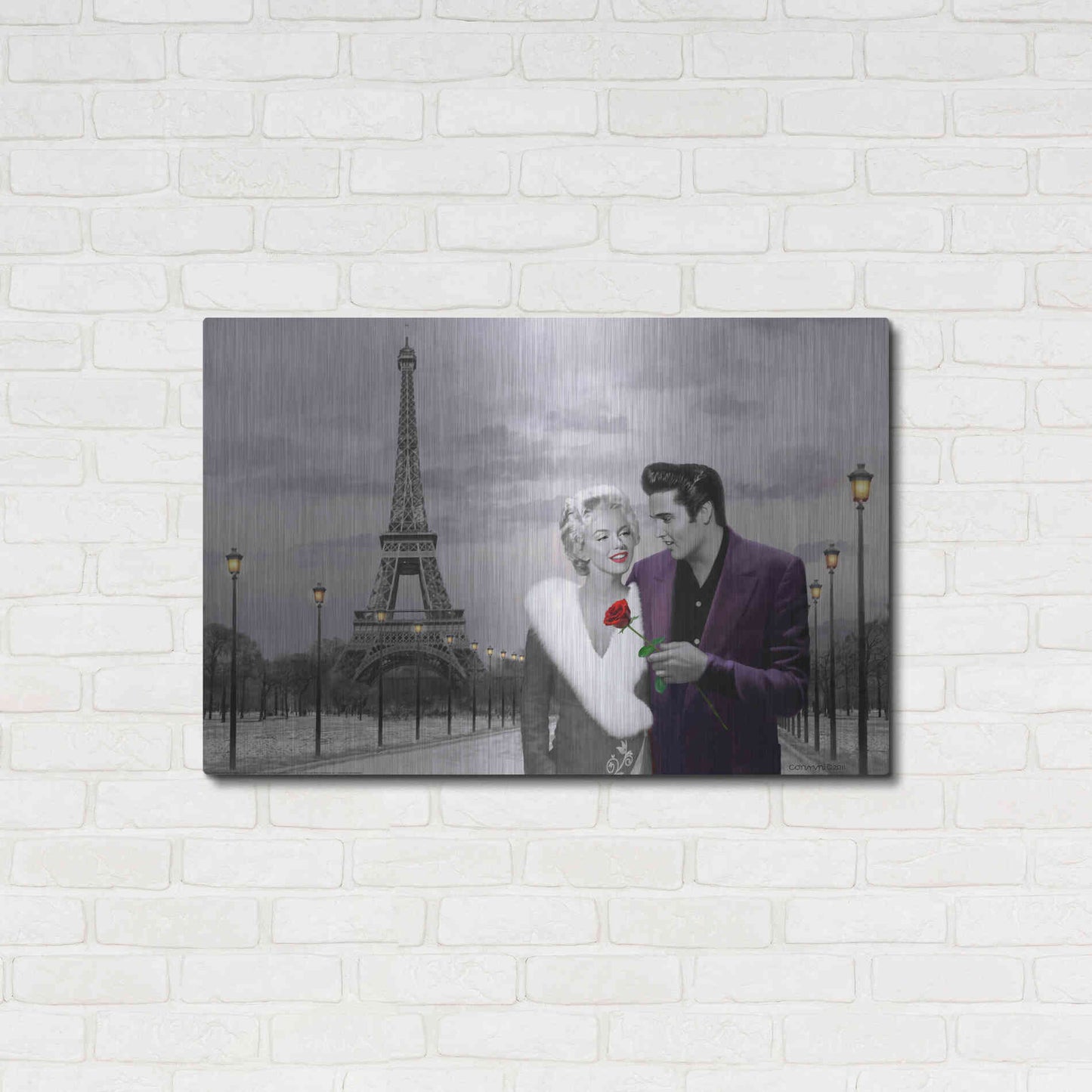 Luxe Metal Art 'Paris Sunset In Snow' by Chris Consani, Metal Wall Art,36x24