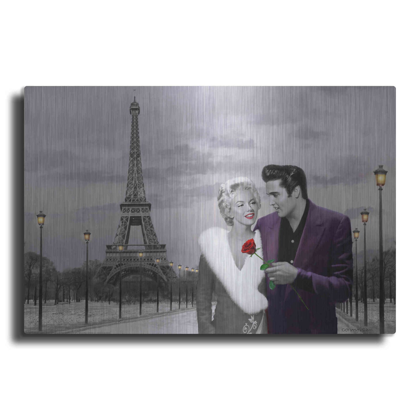 Luxe Metal Art 'Paris Sunset In Snow' by Chris Consani, Metal Wall Art