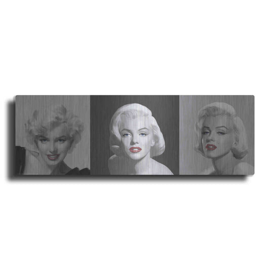 Luxe Metal Art 'Marilyn Trio Red Lips Blue Eyes' by Chris Consani, Metal Wall Art