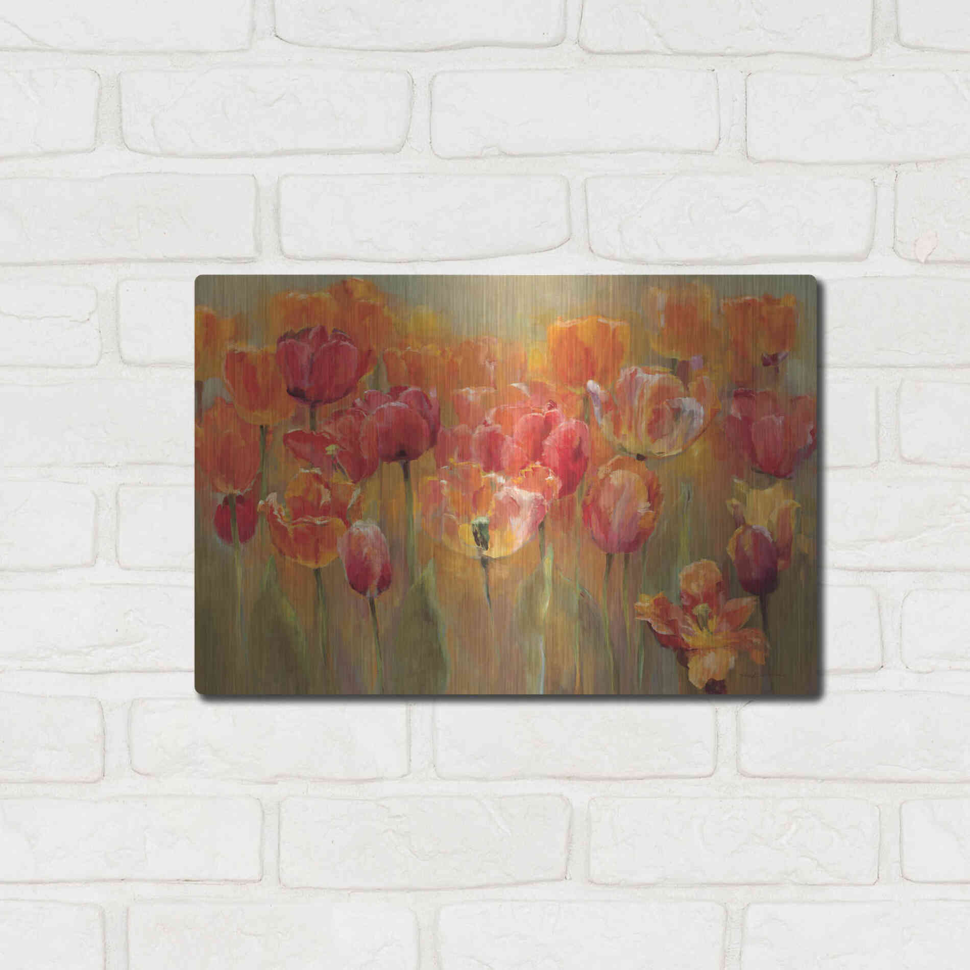 Luxe Metal Art 'Tulips in the Midst III' by Marilyn Hageman, Metal Wall Art,16x12