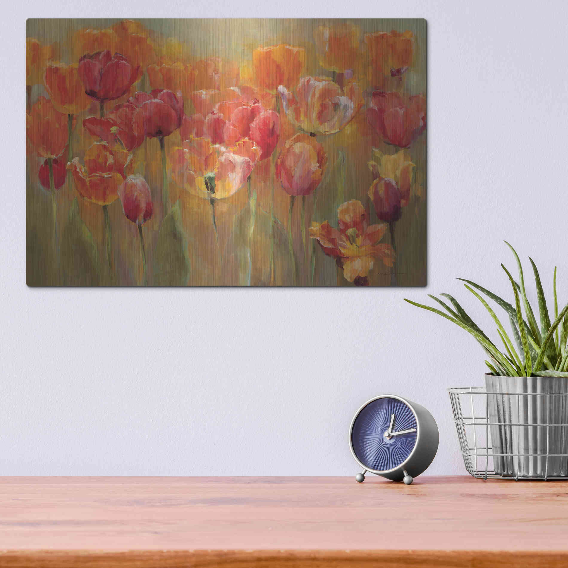 Luxe Metal Art 'Tulips in the Midst III' by Marilyn Hageman, Metal Wall Art,16x12