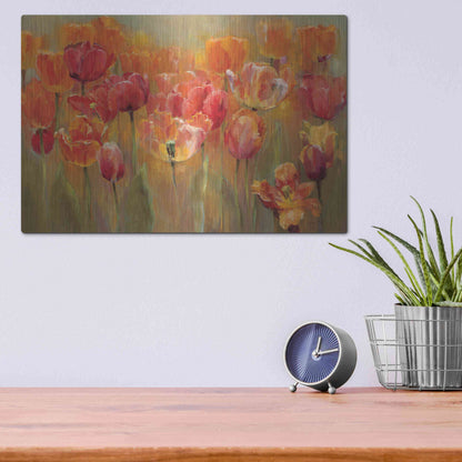 Luxe Metal Art 'Tulips in the Midst III' by Marilyn Hageman, Metal Wall Art,16x12