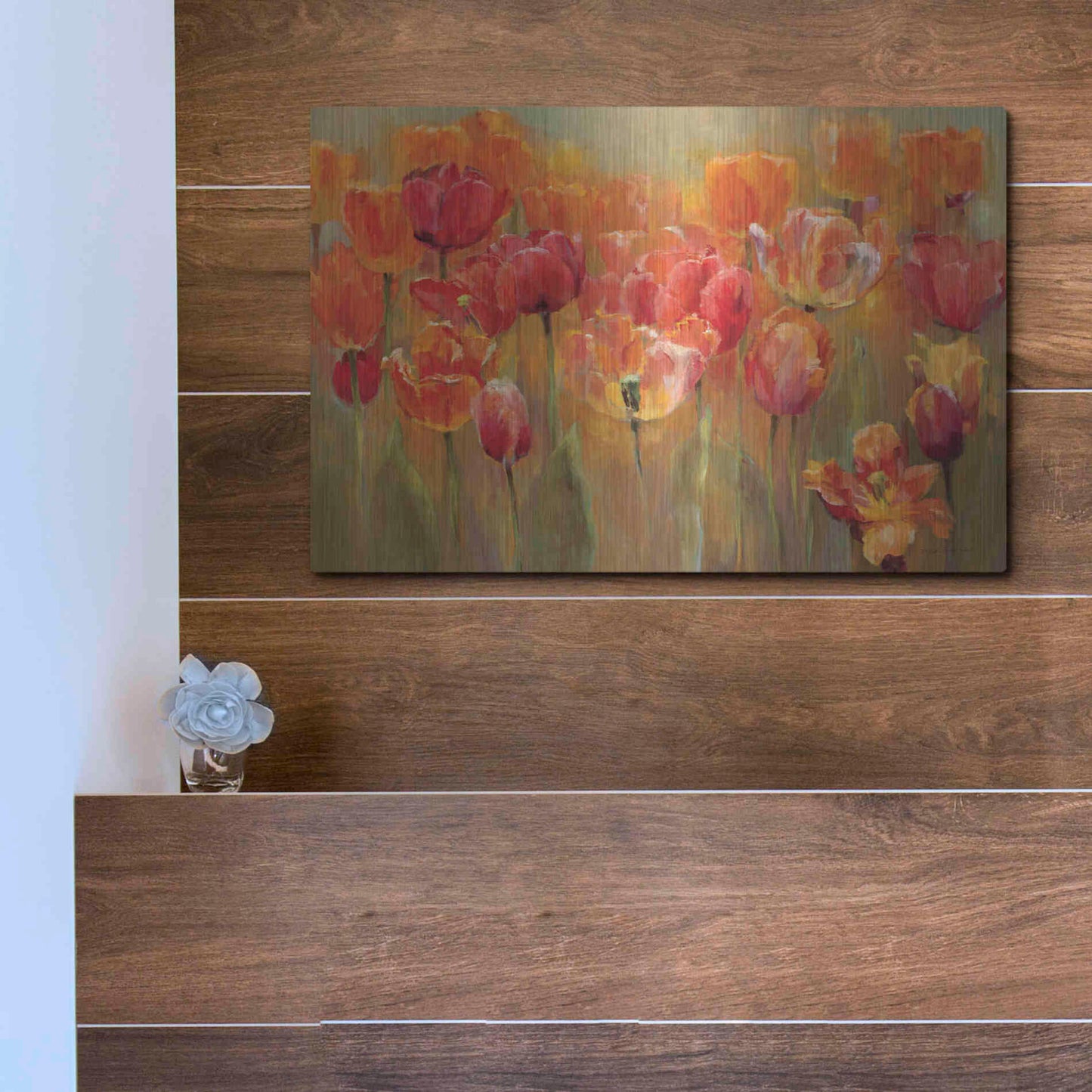 Luxe Metal Art 'Tulips in the Midst III' by Marilyn Hageman, Metal Wall Art,16x12