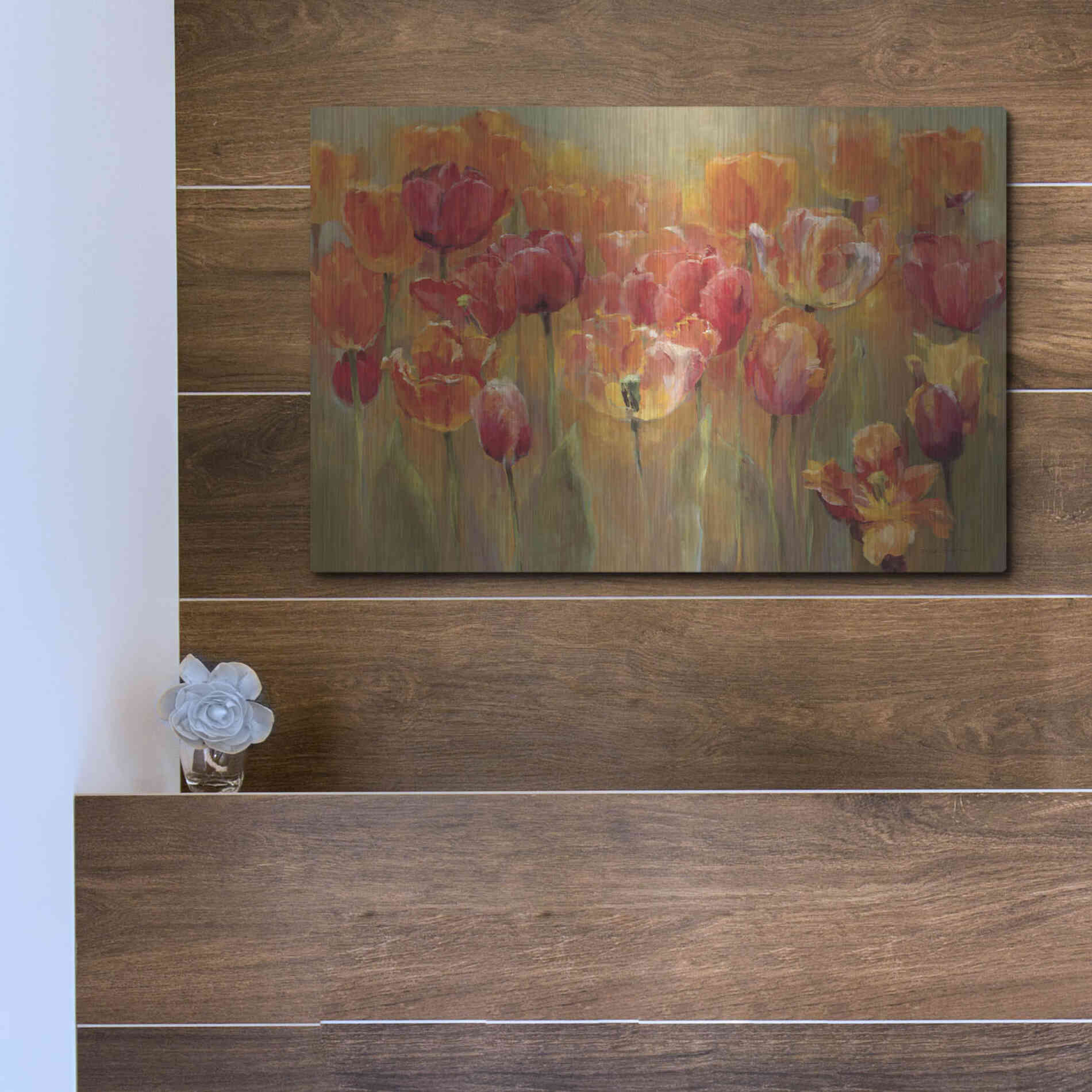 Luxe Metal Art 'Tulips in the Midst III' by Marilyn Hageman, Metal Wall Art,16x12