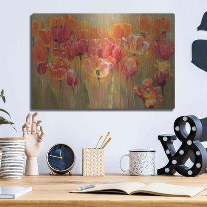 Luxe Metal Art 'Tulips in the Midst III' by Marilyn Hageman, Metal Wall Art,16x12