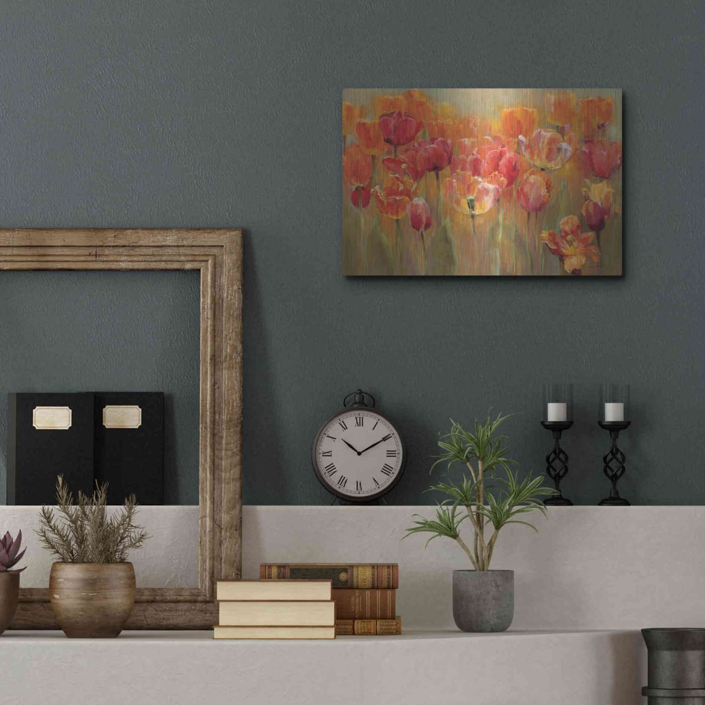 Luxe Metal Art 'Tulips in the Midst III' by Marilyn Hageman, Metal Wall Art,16x12