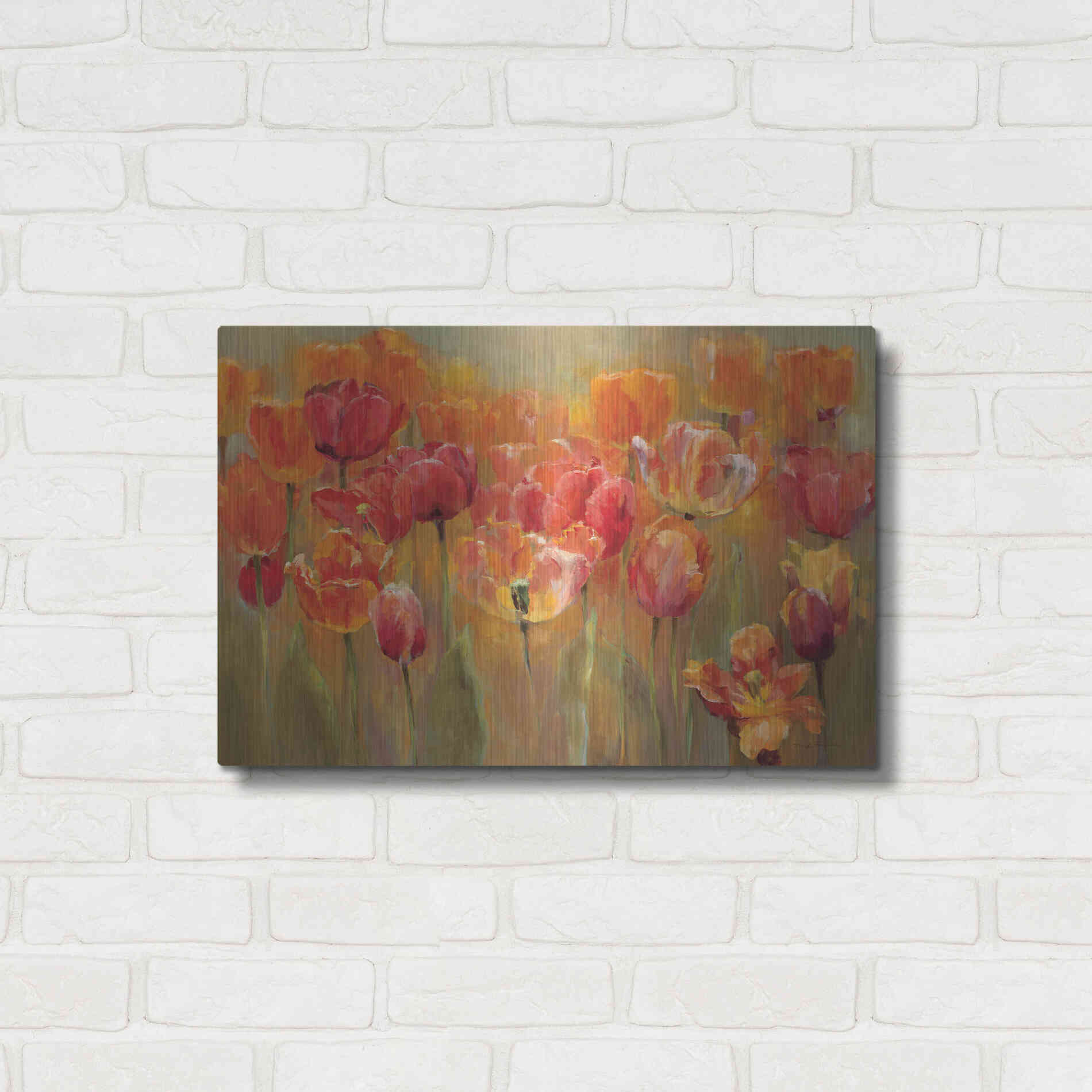 Luxe Metal Art 'Tulips in the Midst III' by Marilyn Hageman, Metal Wall Art,24x16