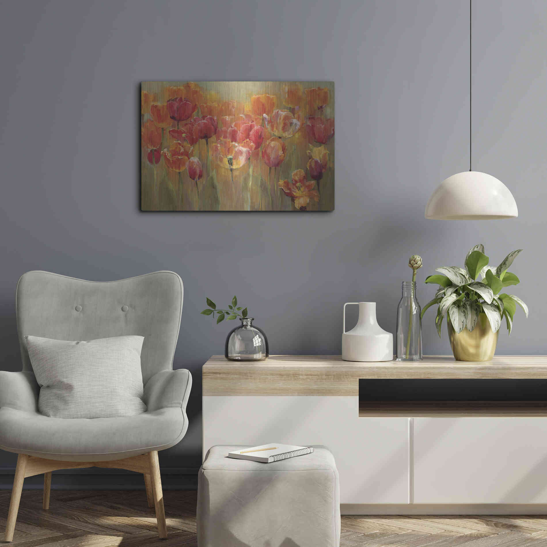 Luxe Metal Art 'Tulips in the Midst III' by Marilyn Hageman, Metal Wall Art,24x16