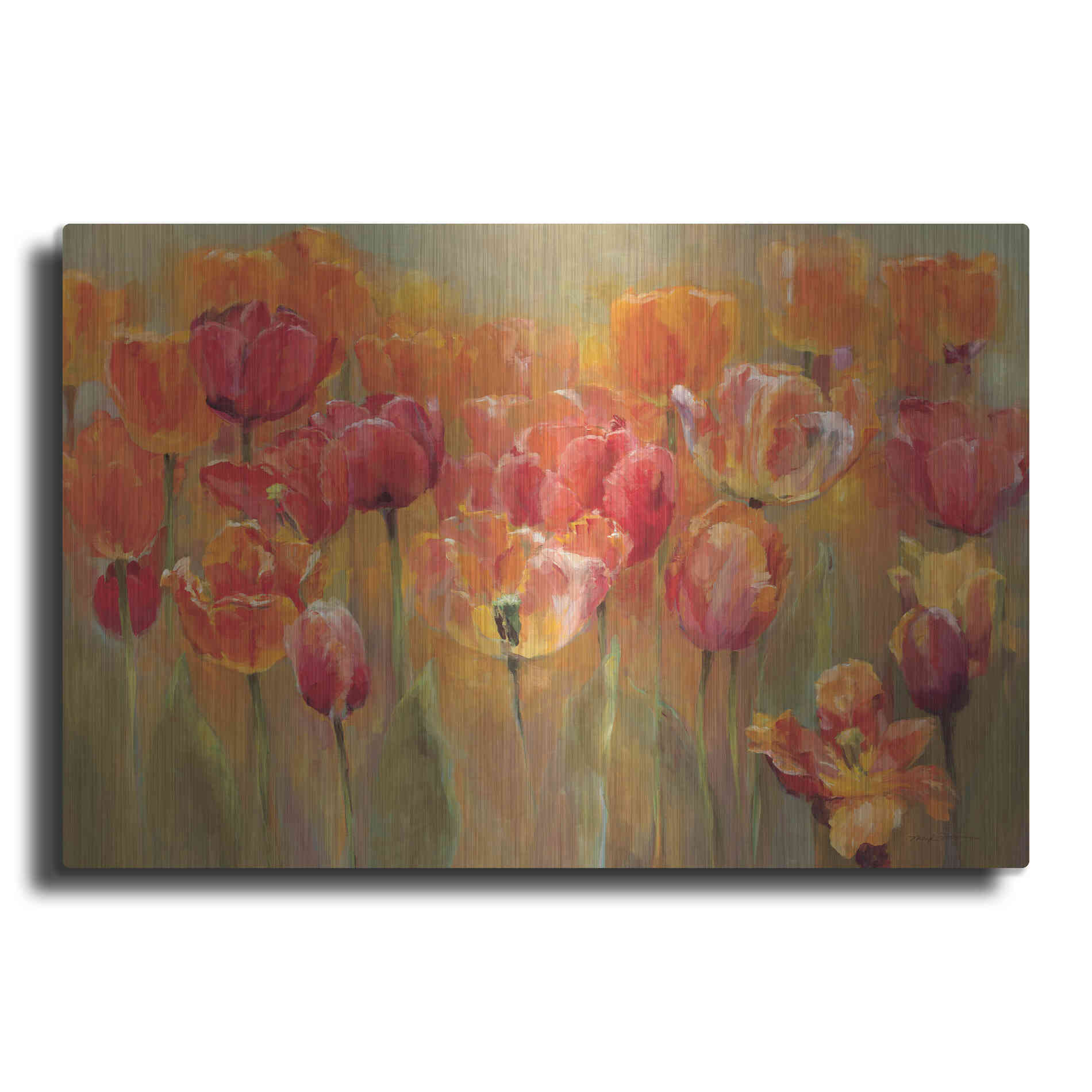 Luxe Metal Art 'Tulips in the Midst III' by Marilyn Hageman, Metal Wall Art