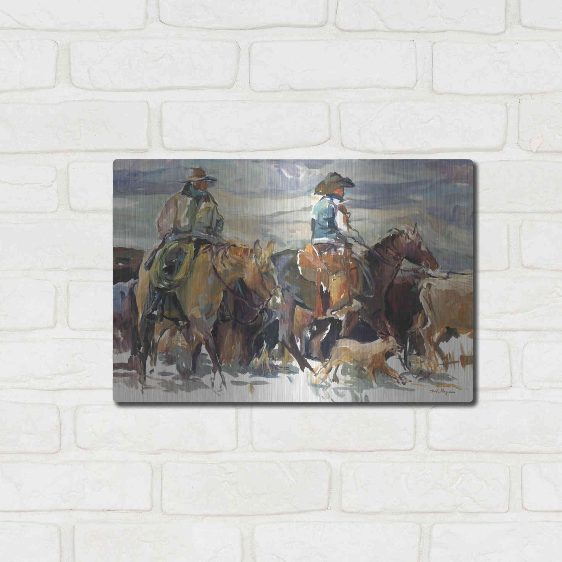 Luxe Metal Art 'The Roundup' by Marilyn Hageman, Metal Wall Art,16x12