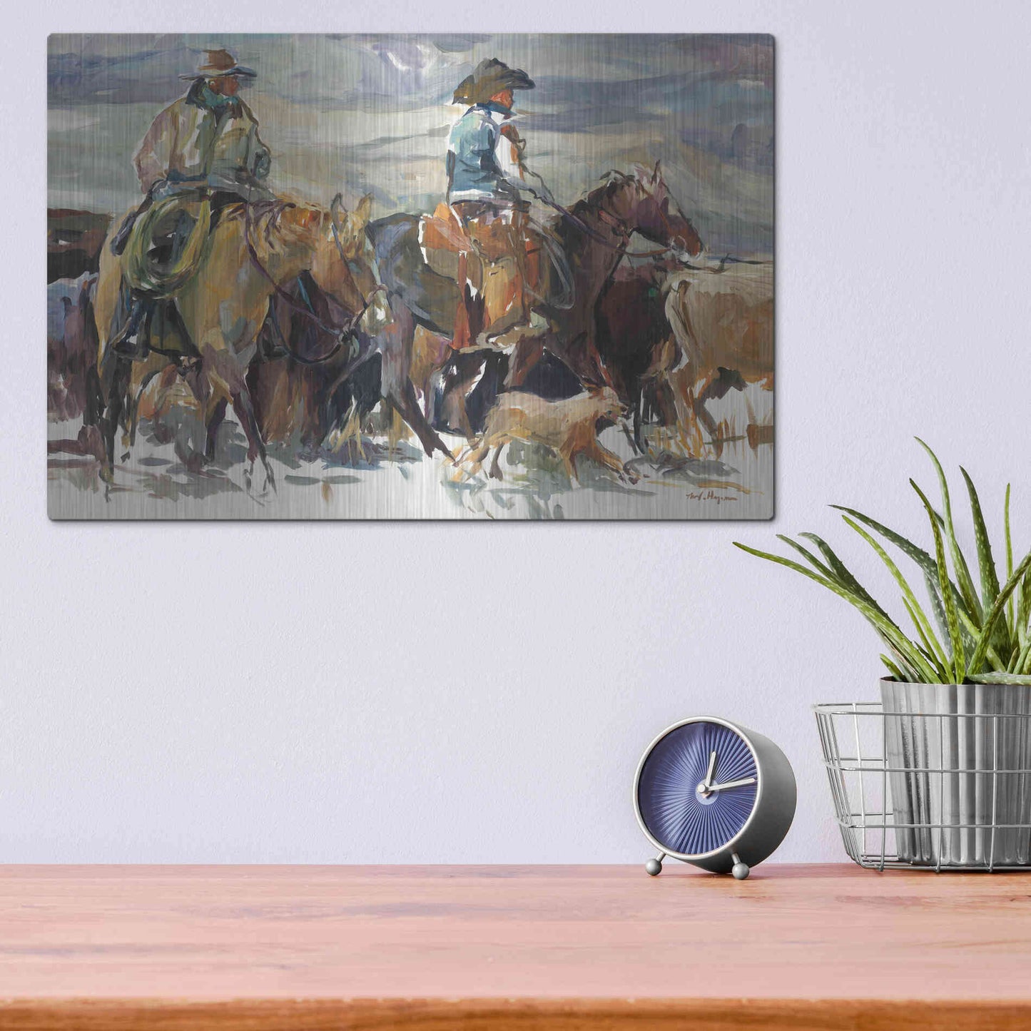 Luxe Metal Art 'The Roundup' by Marilyn Hageman, Metal Wall Art,16x12