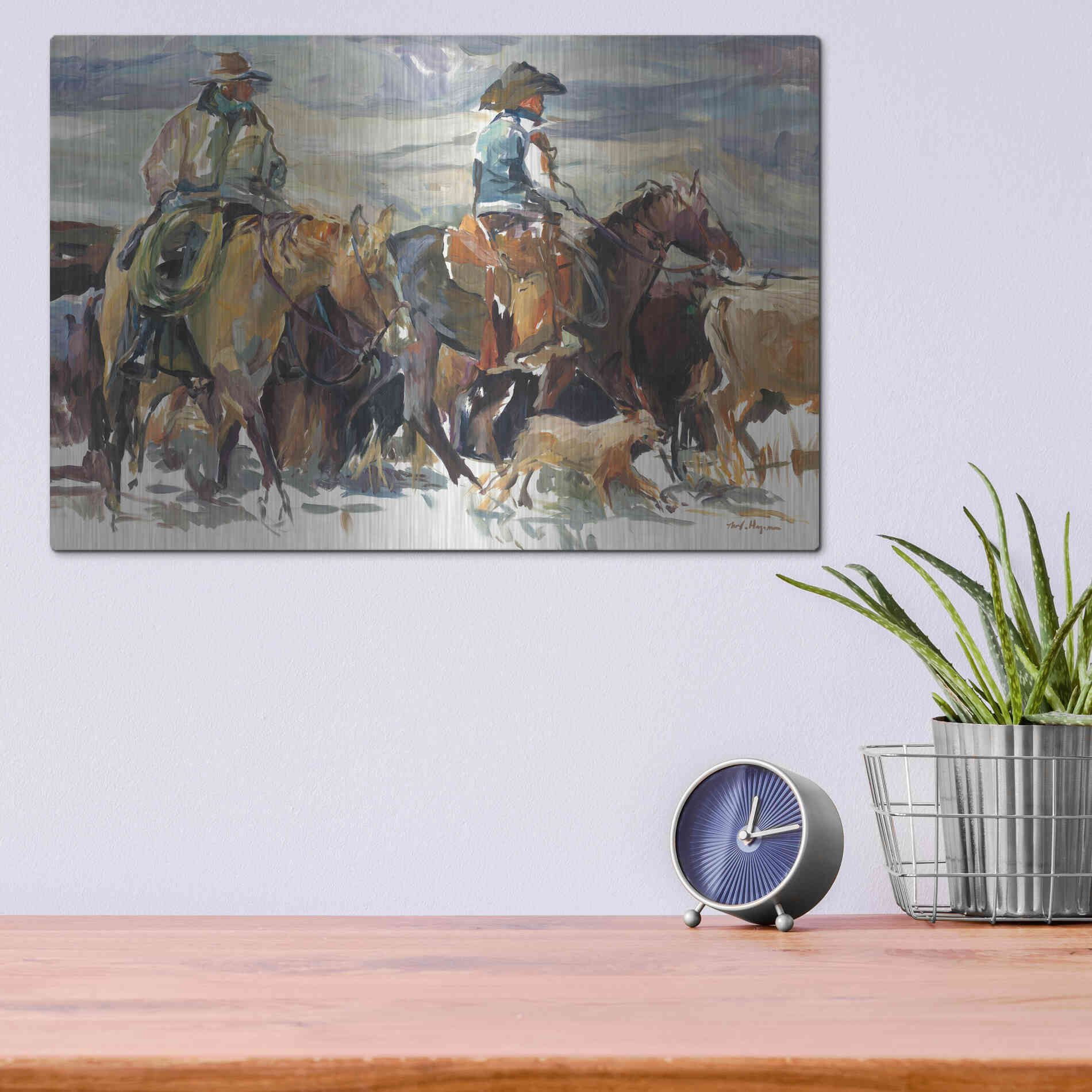 Luxe Metal Art 'The Roundup' by Marilyn Hageman, Metal Wall Art,16x12