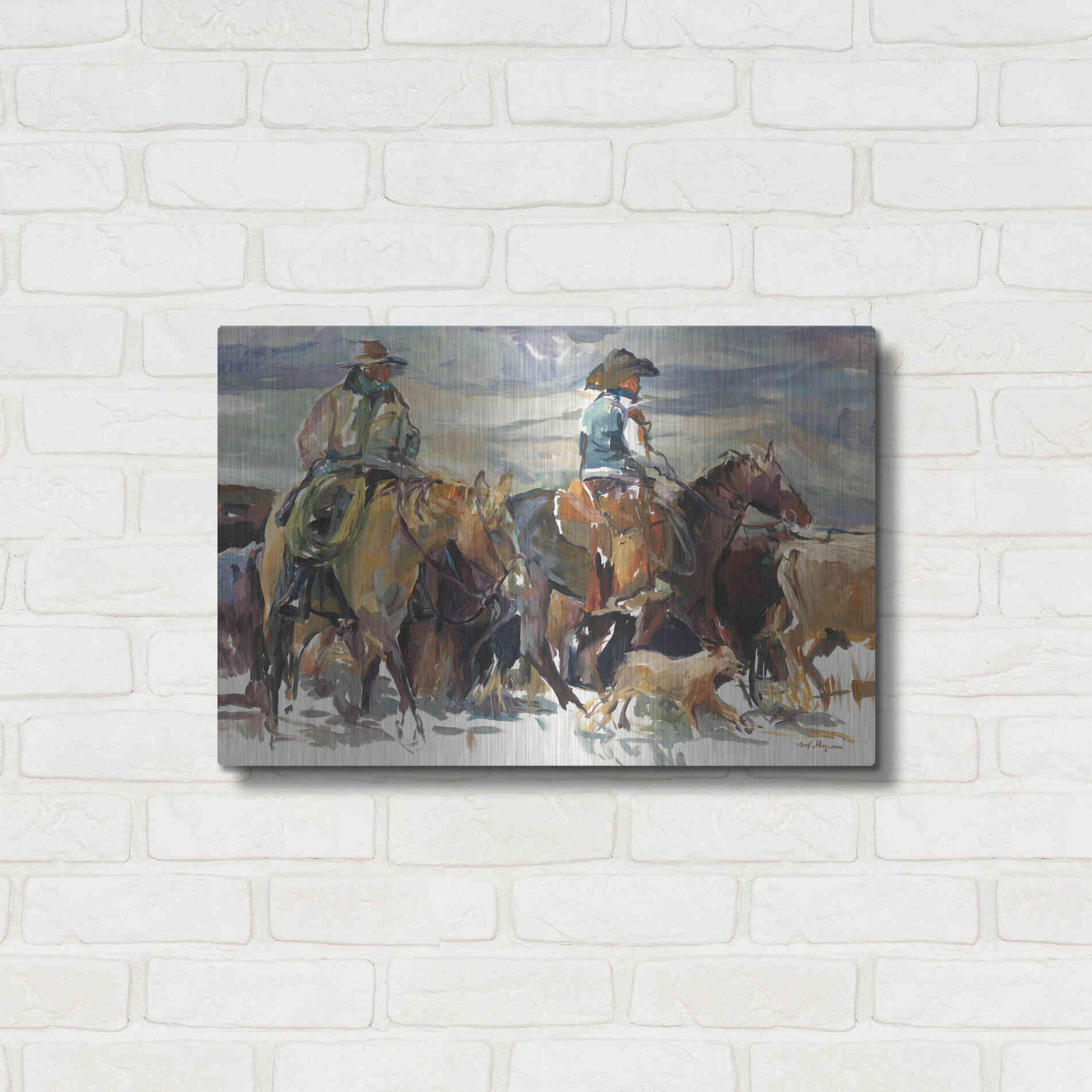 Luxe Metal Art 'The Roundup' by Marilyn Hageman, Metal Wall Art,24x16