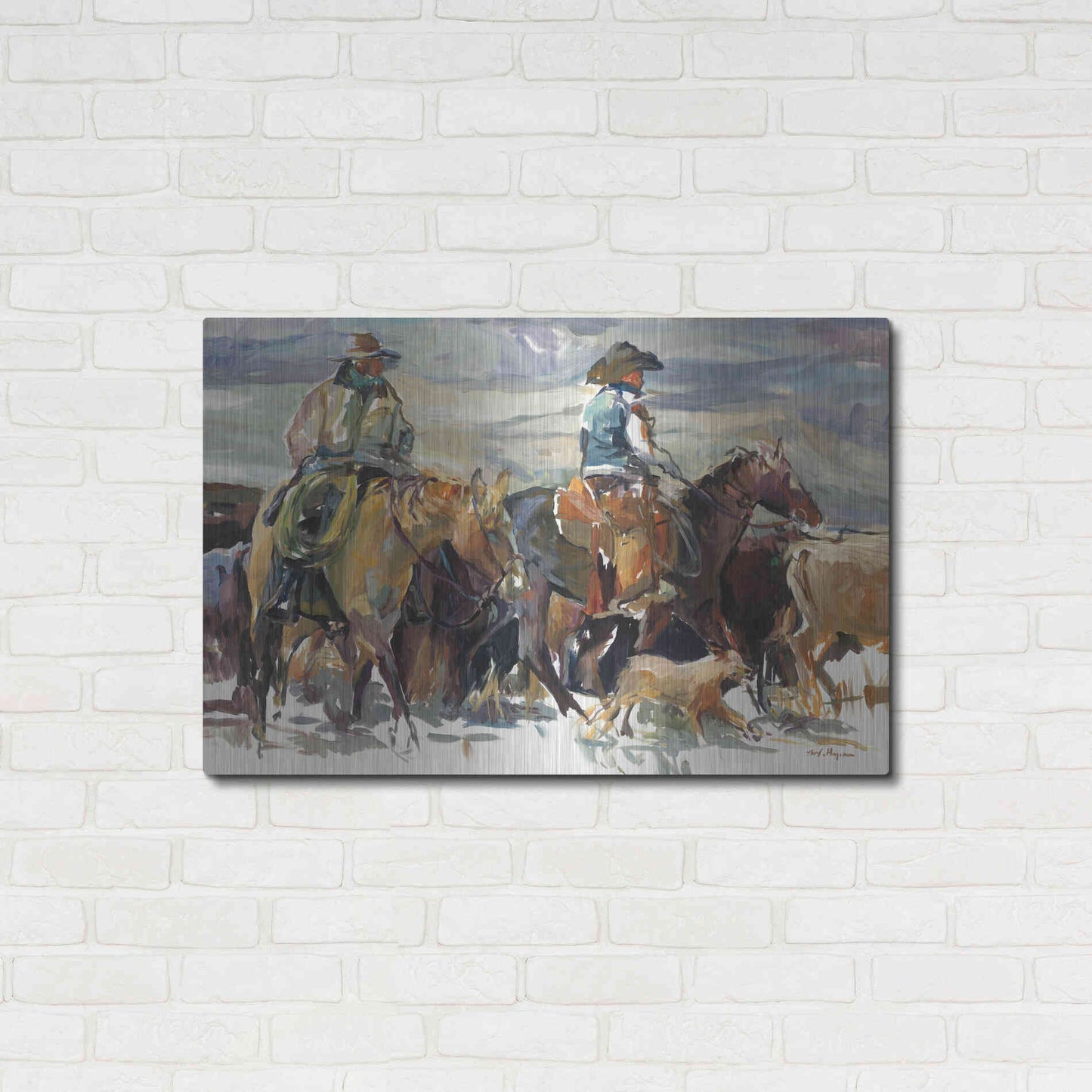 Luxe Metal Art 'The Roundup' by Marilyn Hageman, Metal Wall Art,36x24