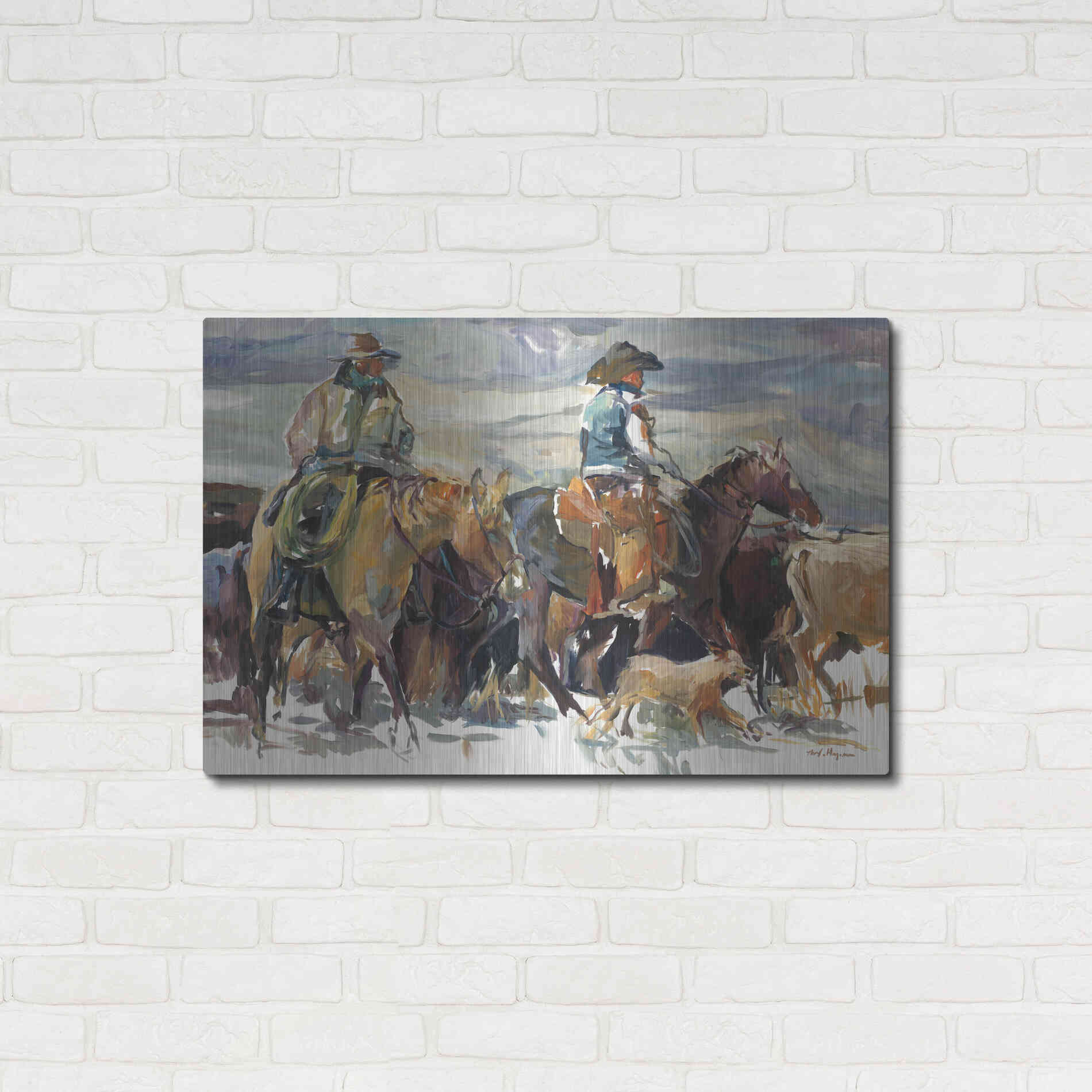 Luxe Metal Art 'The Roundup' by Marilyn Hageman, Metal Wall Art,36x24