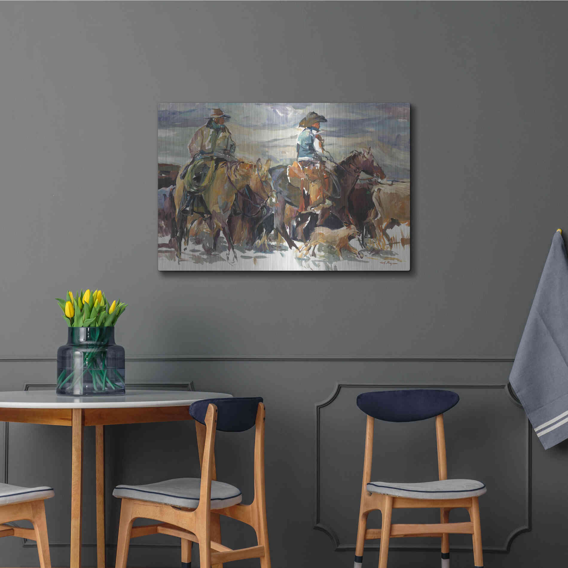 Luxe Metal Art 'The Roundup' by Marilyn Hageman, Metal Wall Art,36x24