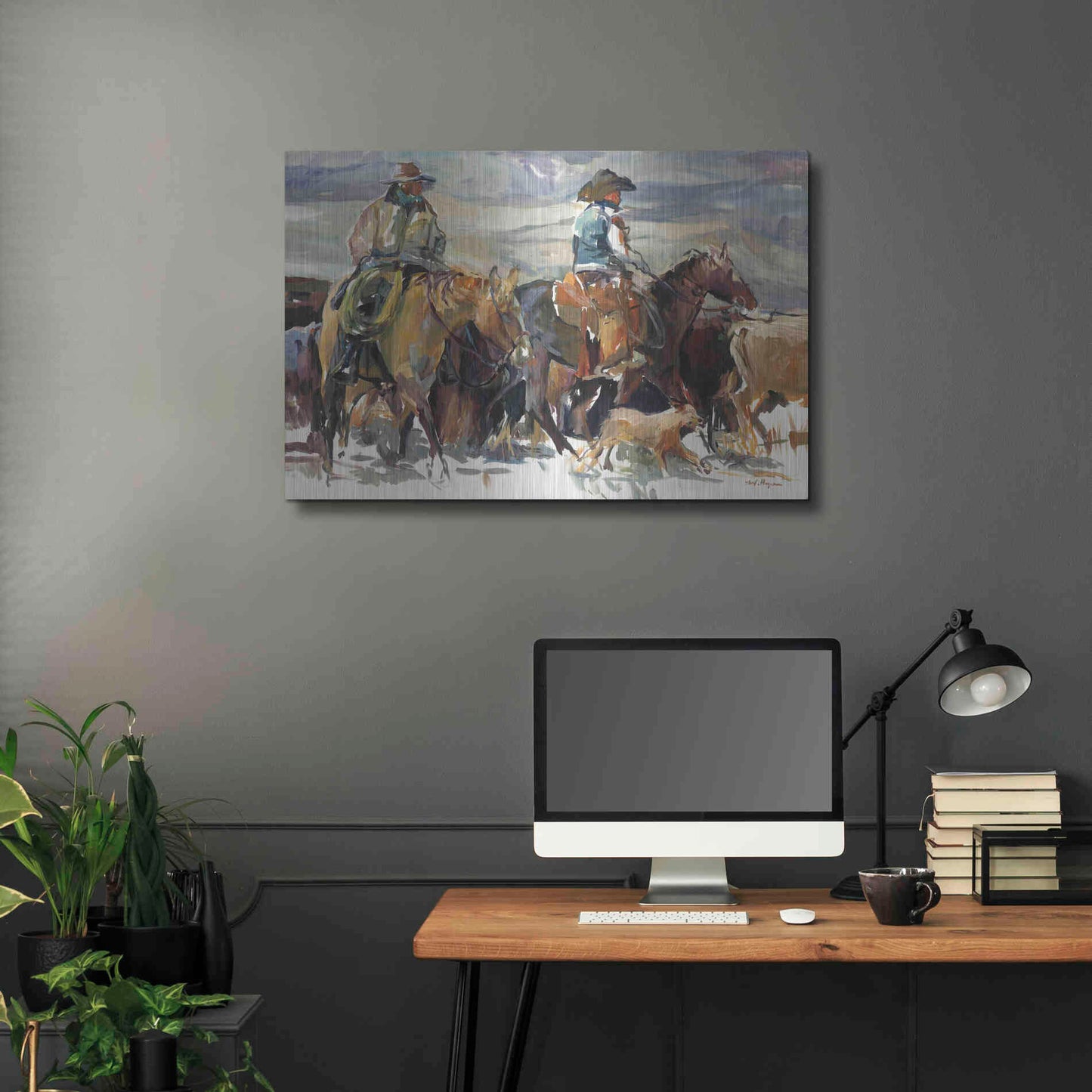 Luxe Metal Art 'The Roundup' by Marilyn Hageman, Metal Wall Art,36x24
