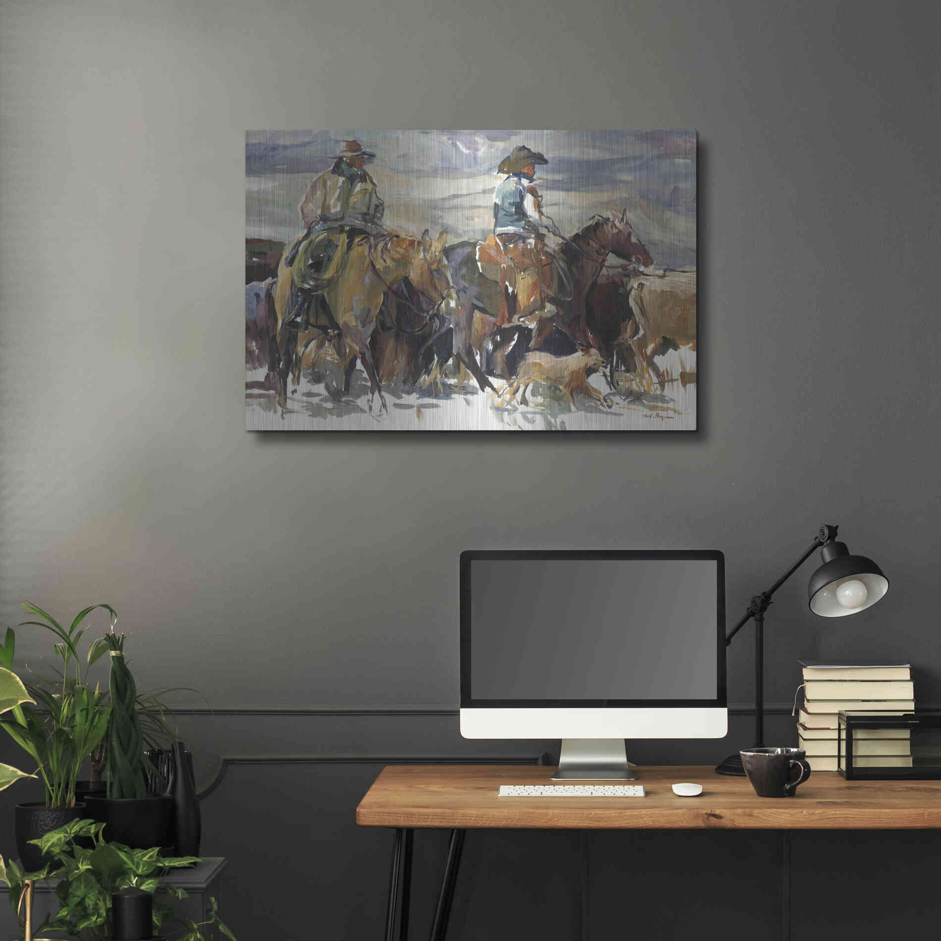 Luxe Metal Art 'The Roundup' by Marilyn Hageman, Metal Wall Art,36x24