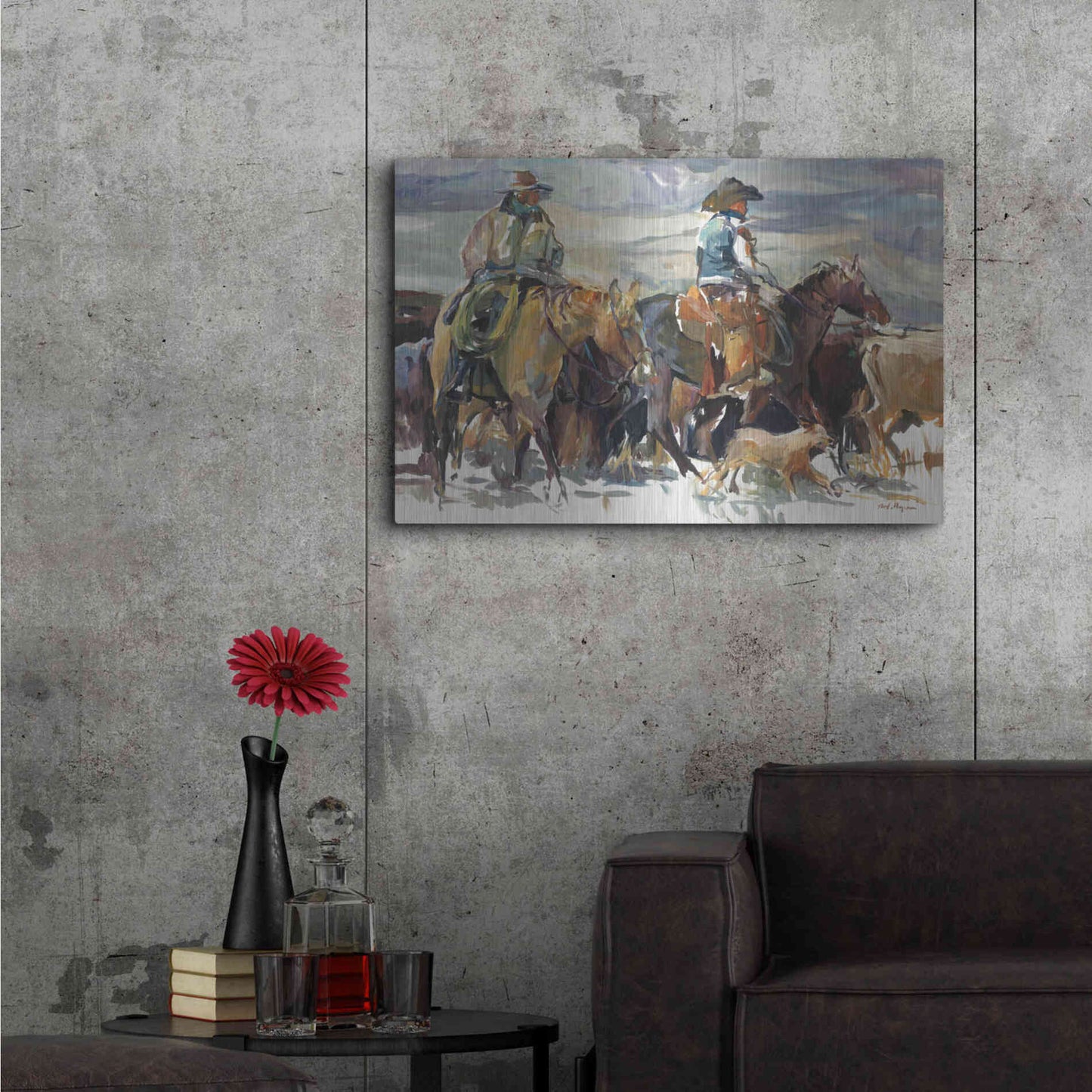 Luxe Metal Art 'The Roundup' by Marilyn Hageman, Metal Wall Art,36x24