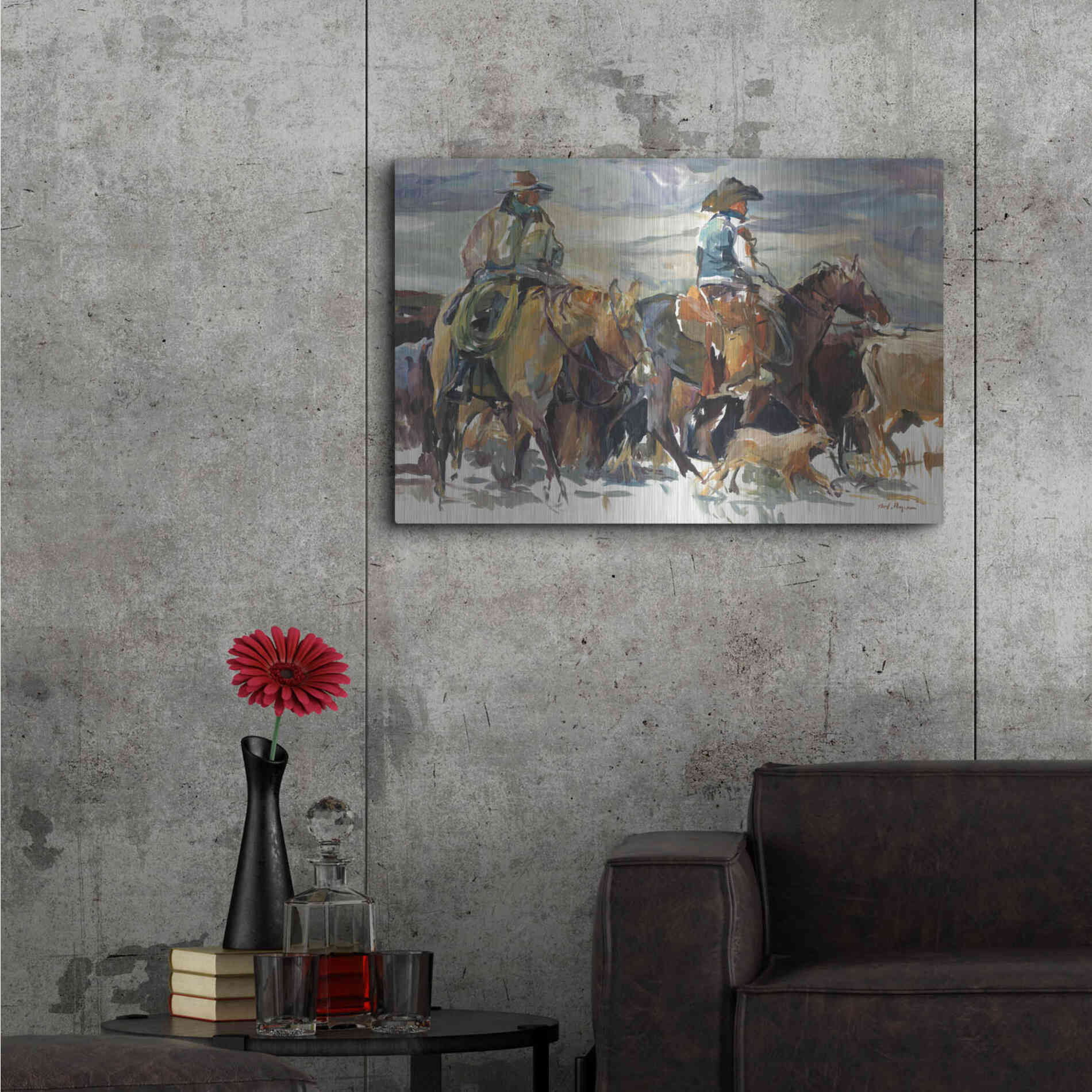 Luxe Metal Art 'The Roundup' by Marilyn Hageman, Metal Wall Art,36x24