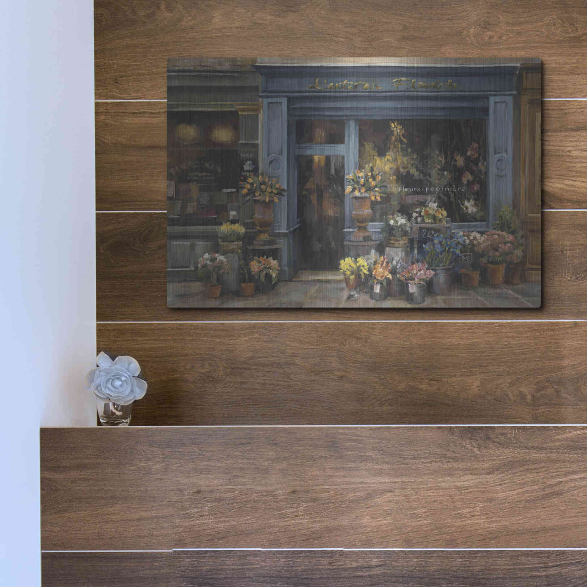 Luxe Metal Art 'Lartisan Fleuriste' by Marilyn Hageman, Metal Wall Art,16x12