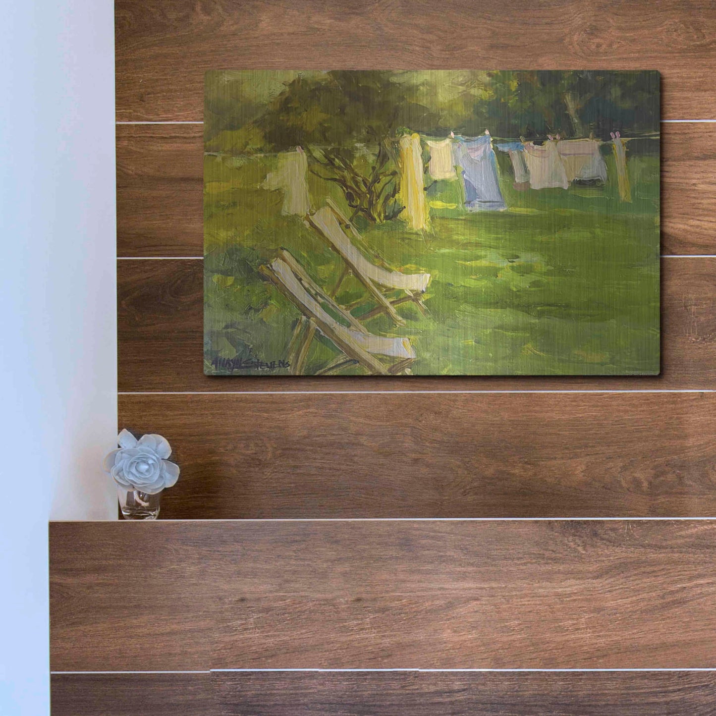 Luxe Metal Art 'French Lundry' by Allayn Stevens, Metal Wall Art,16x12