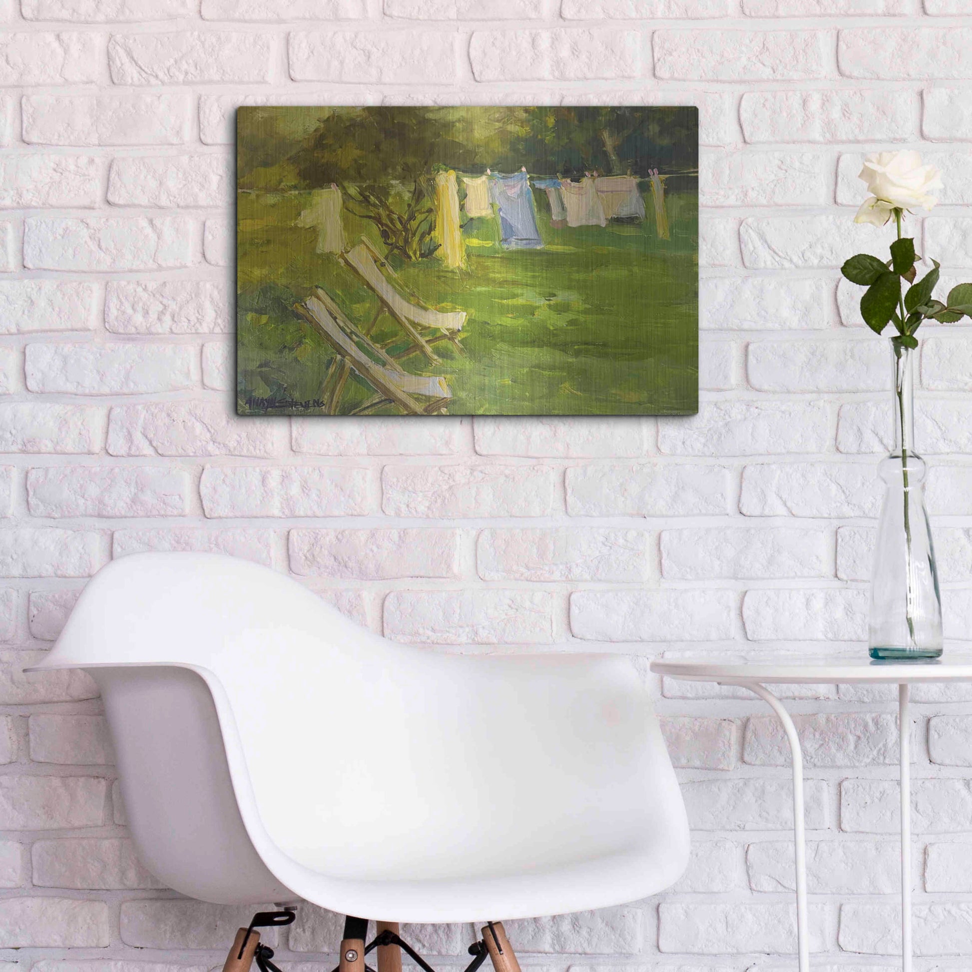 Luxe Metal Art 'French Lundry' by Allayn Stevens, Metal Wall Art,24x16