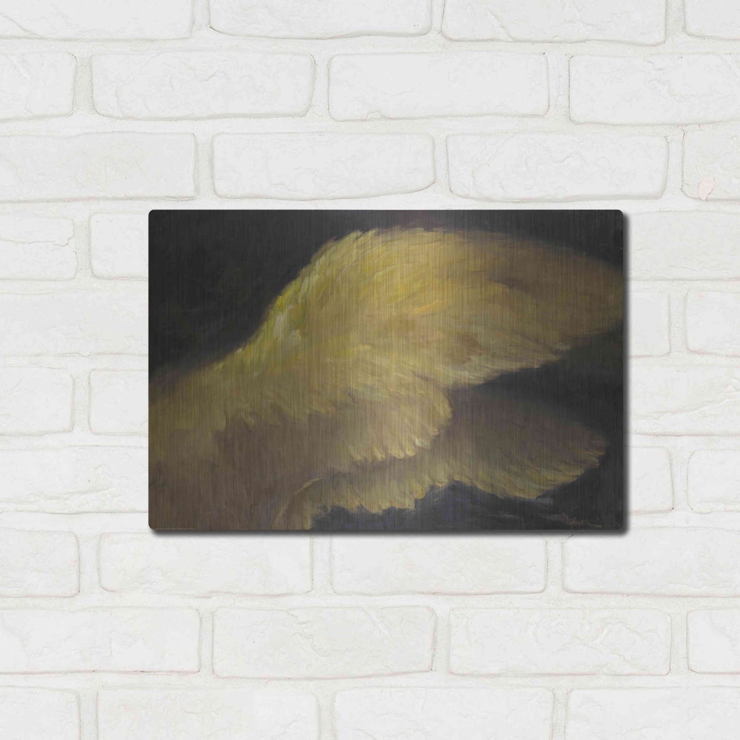 Luxe Metal Art 'Golden Wings 1' by Allayn Stevens, Metal Wall Art,16x12